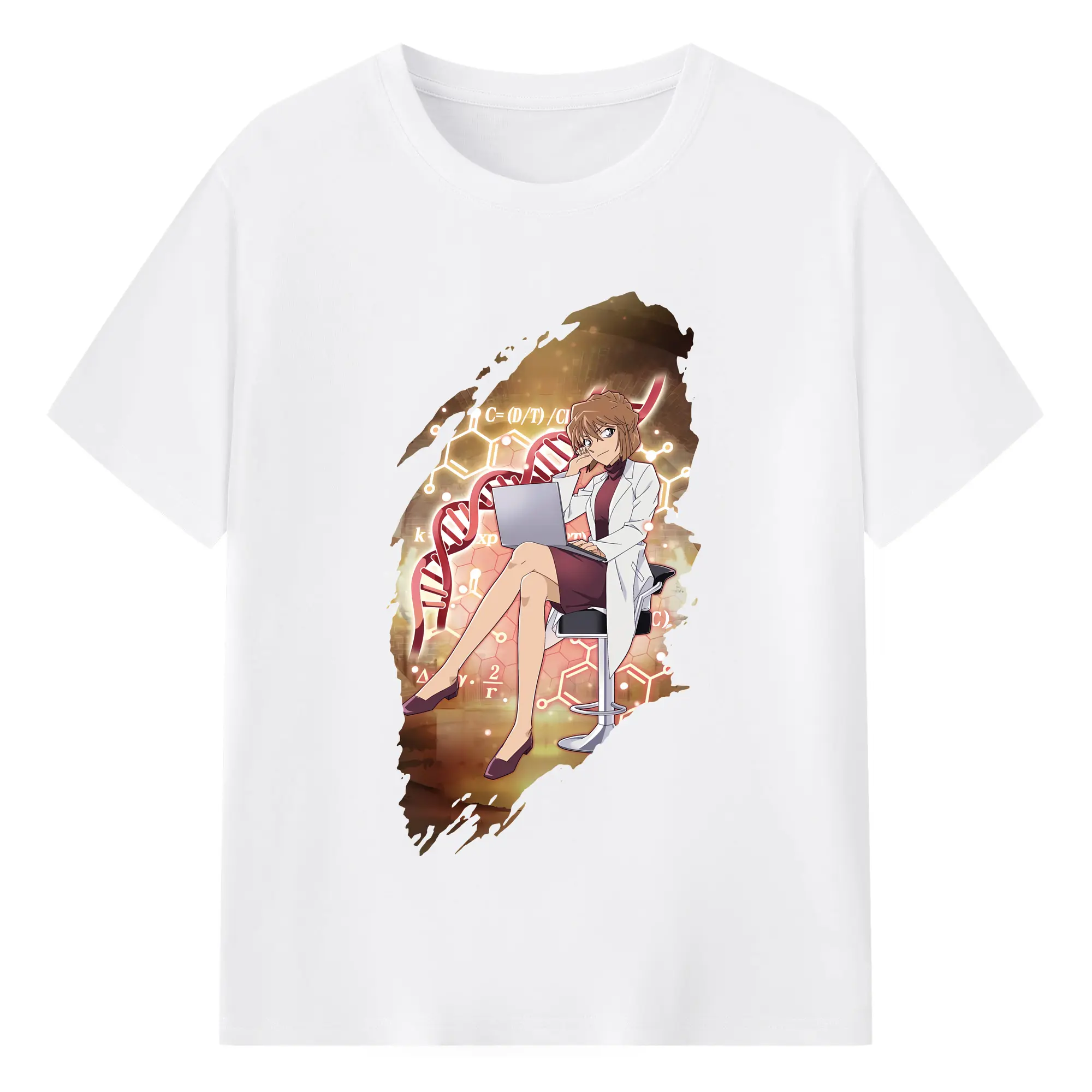 名探偵コナン グッズ 灰原 哀 - 綿100％ 半袖Tシャツ ・ フロントプリント ・ 快適 通気性 ・ 日常使い 散歩 スポーツ用