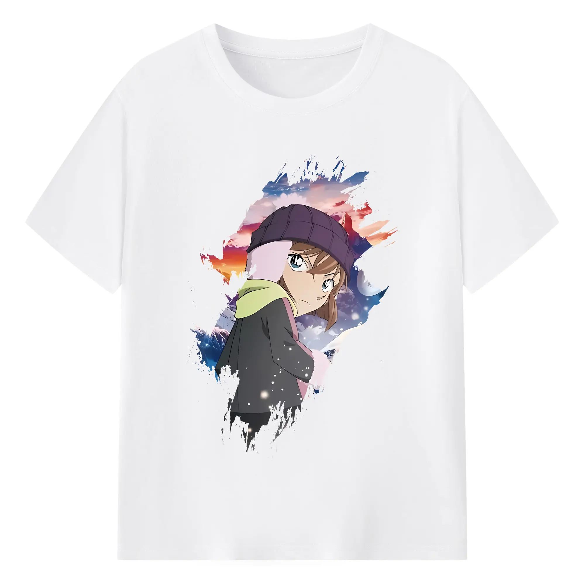 名探偵コナン グッズ 灰原 哀 - 綿100％ 半袖Tシャツ ・ フロントプリント ・ 快適 通気性 ・ 日常使い 散歩 スポーツ用