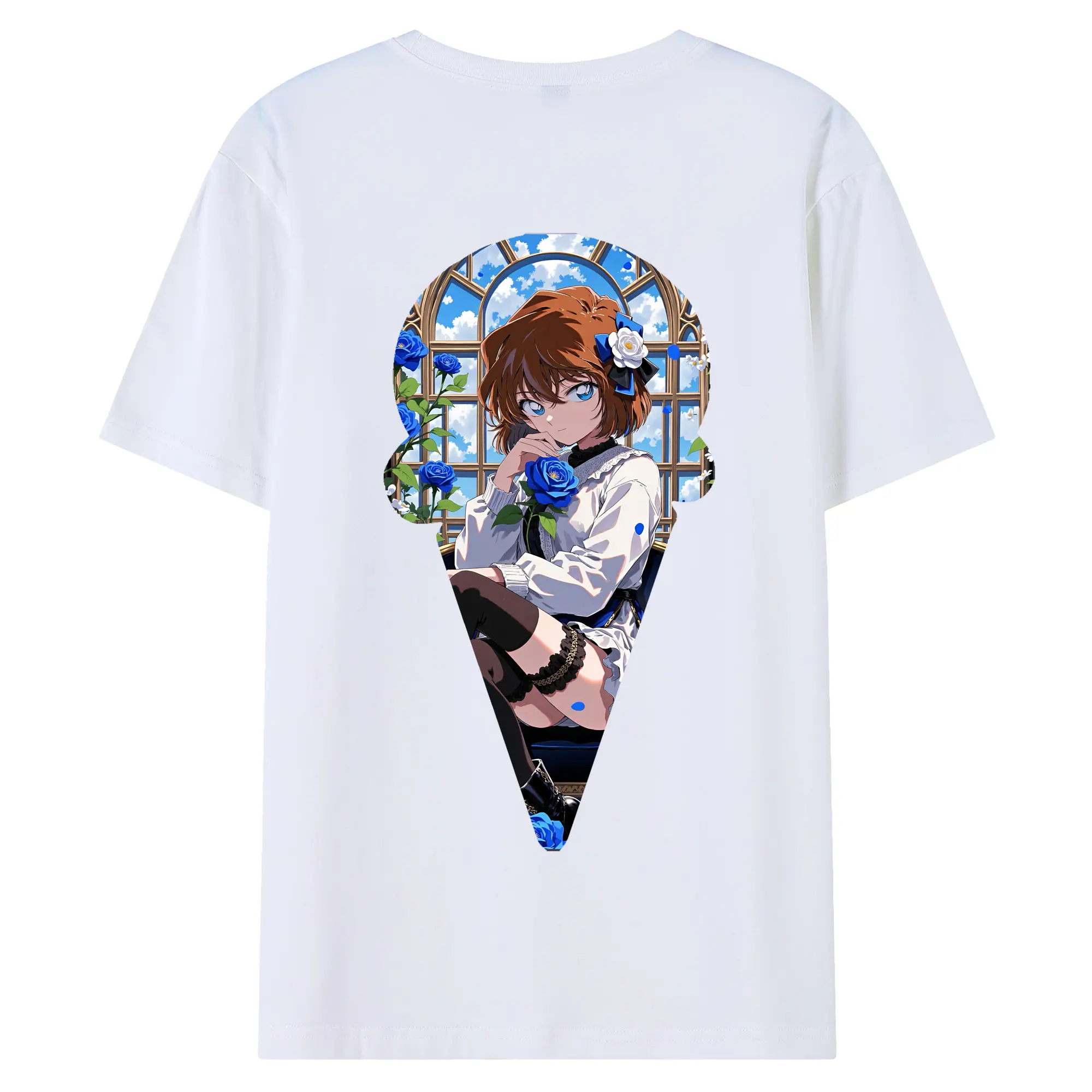 名探偵コナン グッズ 灰原 哀 - 綿100％ 半袖Tシャツ ・ バックプリント ・ 快適 通気性 ・ 日常使い 散歩 スポーツ用