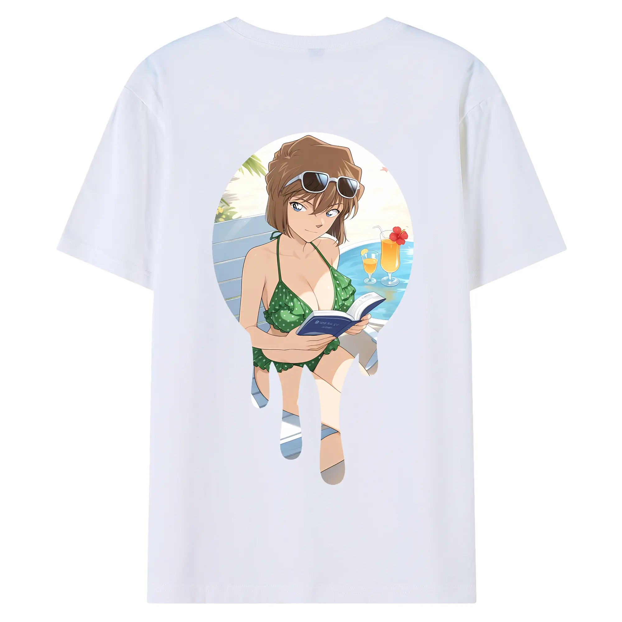 名探偵コナン グッズ 灰原 哀 - 綿100％ 半袖Tシャツ ・ バックプリント ・ 快適 通気性 ・ 日常使い 散歩 スポーツ用