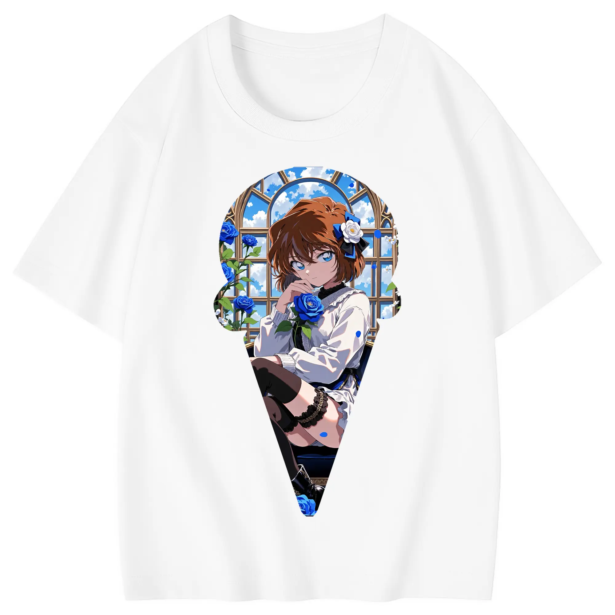 名探偵コナン グッズ 灰原 哀 - 綿100％ キッズTシャツ ・ フロントプリント ・ 快適 通気性 ・ スポーツ カジュアル 散歩用