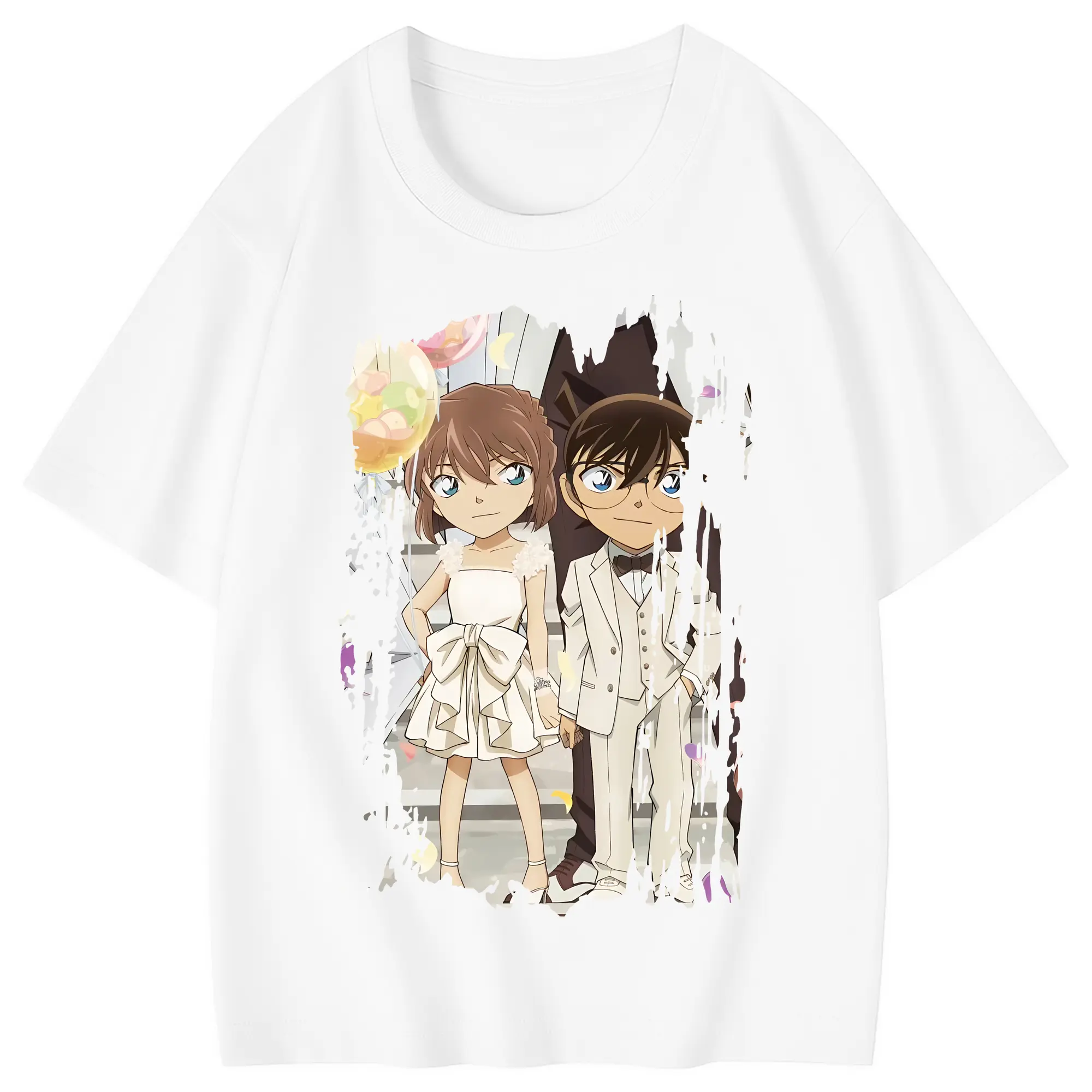 名探偵コナン グッズ 灰原 哀 - 綿100％ キッズTシャツ ・ フロントプリント ・ 快適 通気性 ・ スポーツ カジュアル 散歩用