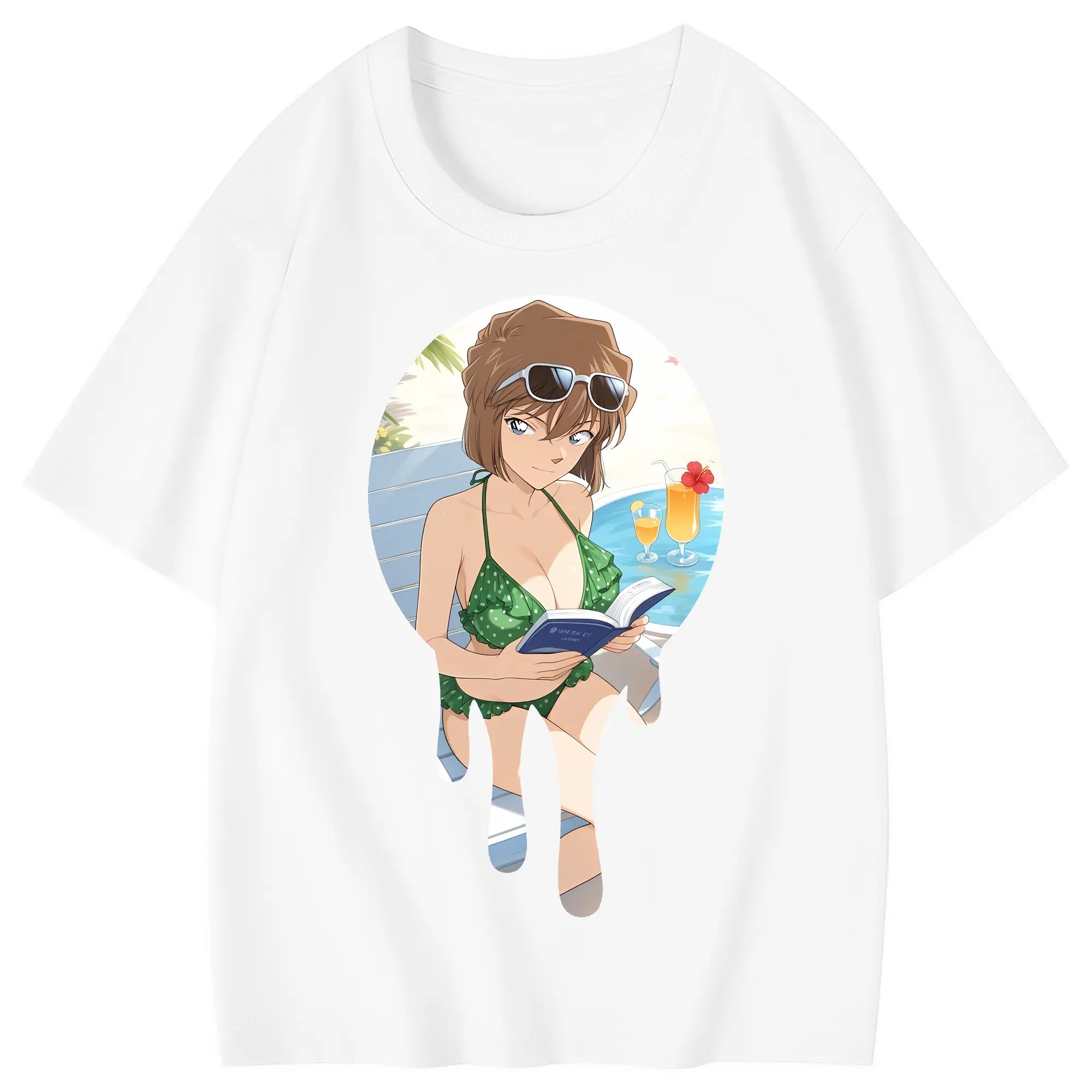 名探偵コナン グッズ 灰原 哀 - 綿100％ キッズTシャツ ・ フロントプリント ・ 快適 通気性 ・ スポーツ カジュアル 散歩用