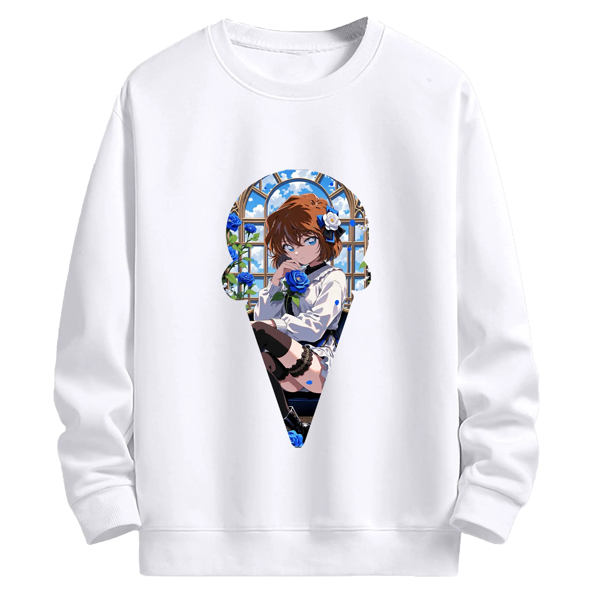 名探偵コナン グッズ 灰原 哀 - 高品質 クルーネック スウェット ・ コットン59％ ポリエステル41％ ・ ユニセックス 長袖 トレーナー ・ カジュアル デイリー スポーツ 散歩用