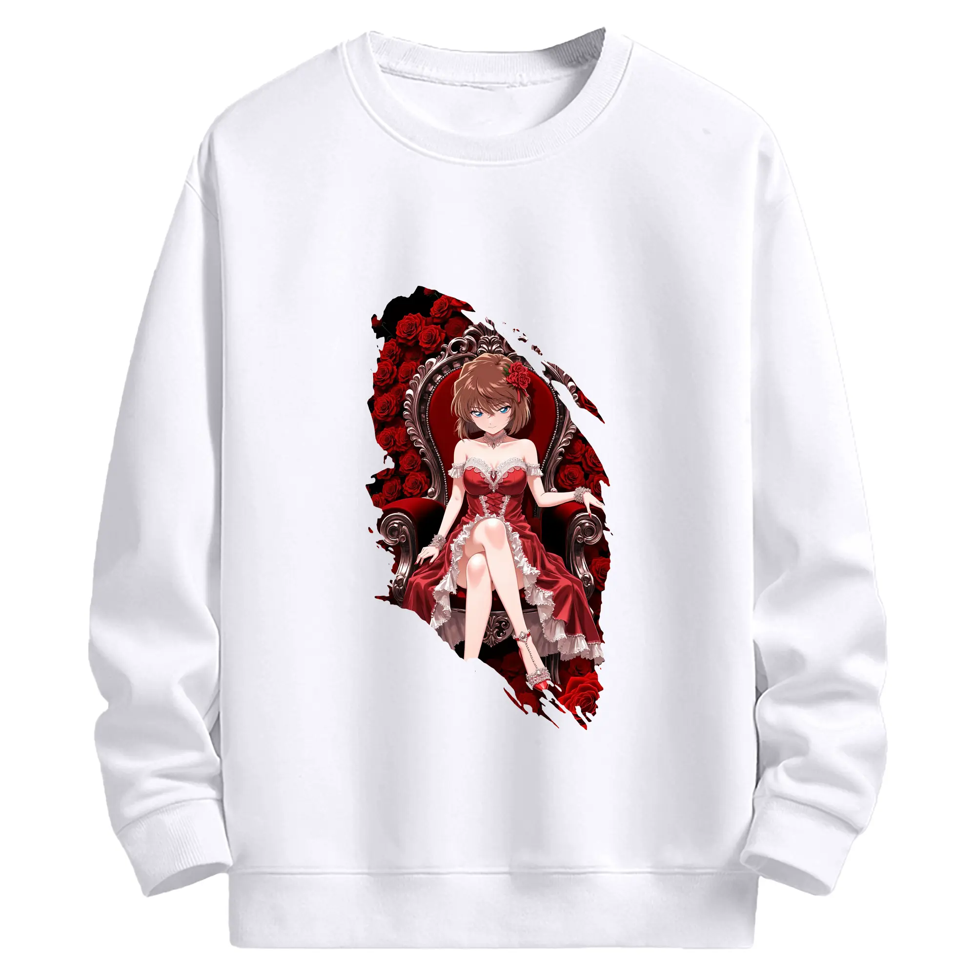 名探偵コナン グッズ 灰原 哀 - 高品質 クルーネック スウェット ・ コットン59％ ポリエステル41％ ・ ユニセックス 長袖 トレーナー ・ カジュアル デイリー スポーツ 散歩用