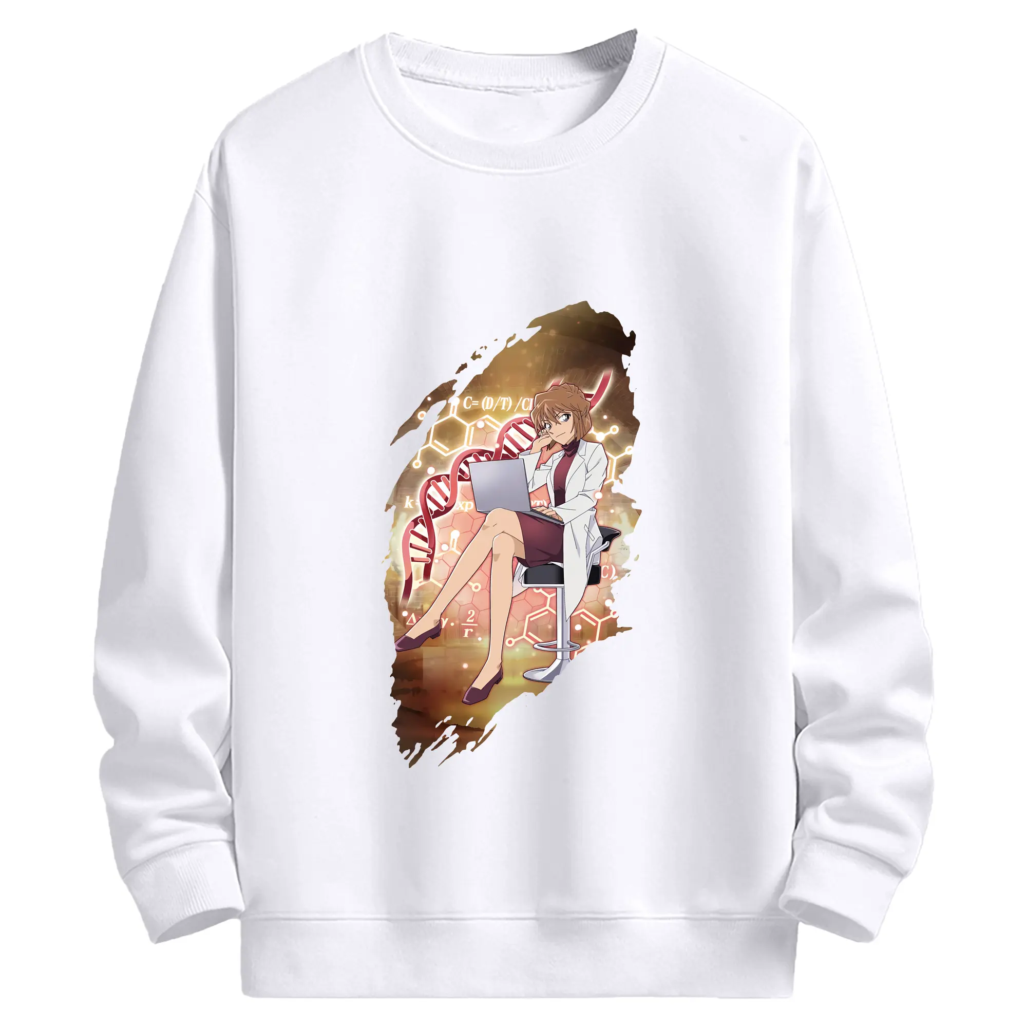 名探偵コナン グッズ 灰原 哀 - 高品質 クルーネック スウェット ・ コットン59％ ポリエステル41％ ・ ユニセックス 長袖 トレーナー ・ カジュアル デイリー スポーツ 散歩用