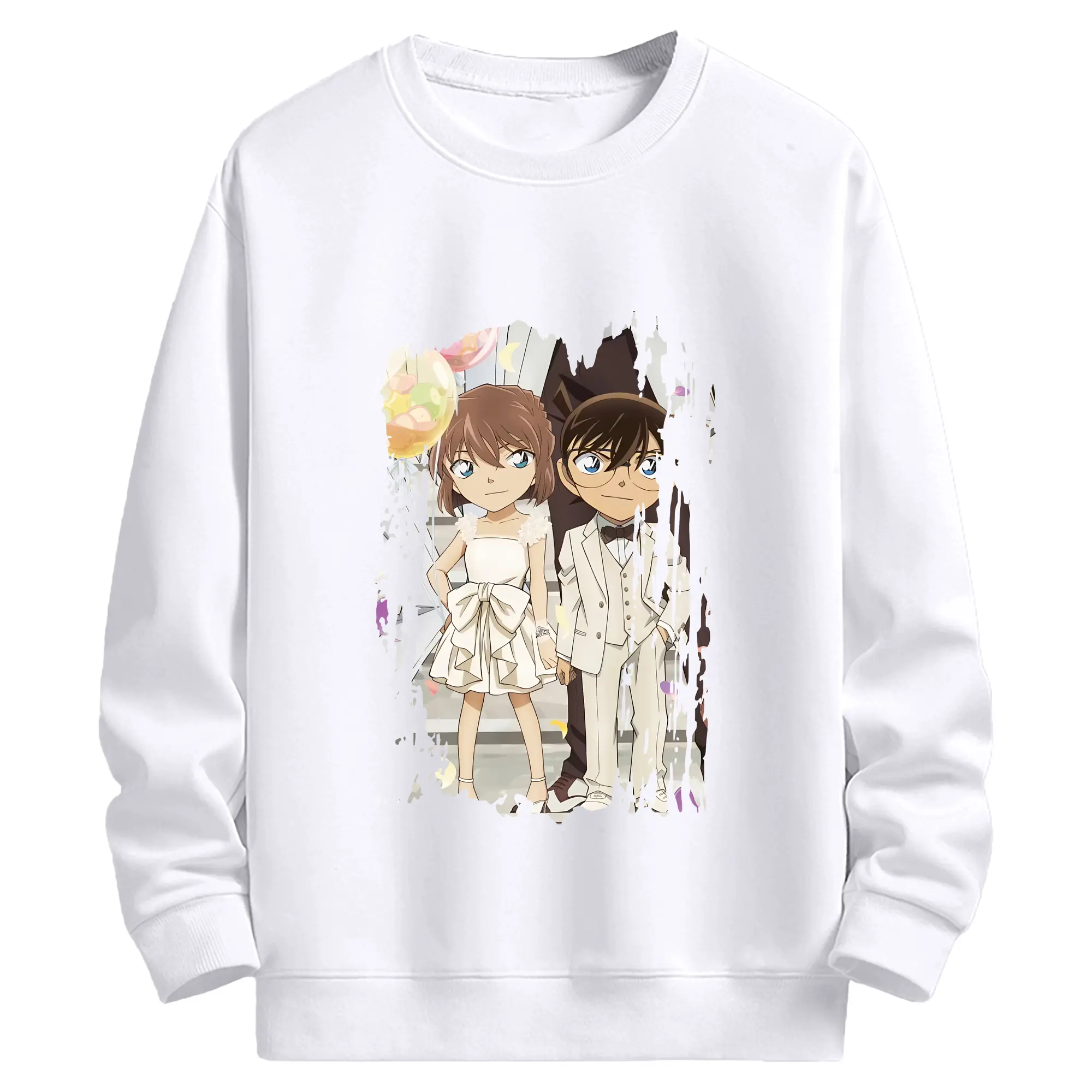 名探偵コナン グッズ 灰原 哀 - 高品質 クルーネック スウェット ・ コットン59％ ポリエステル41％ ・ ユニセックス 長袖 トレーナー ・ カジュアル デイリー スポーツ 散歩用