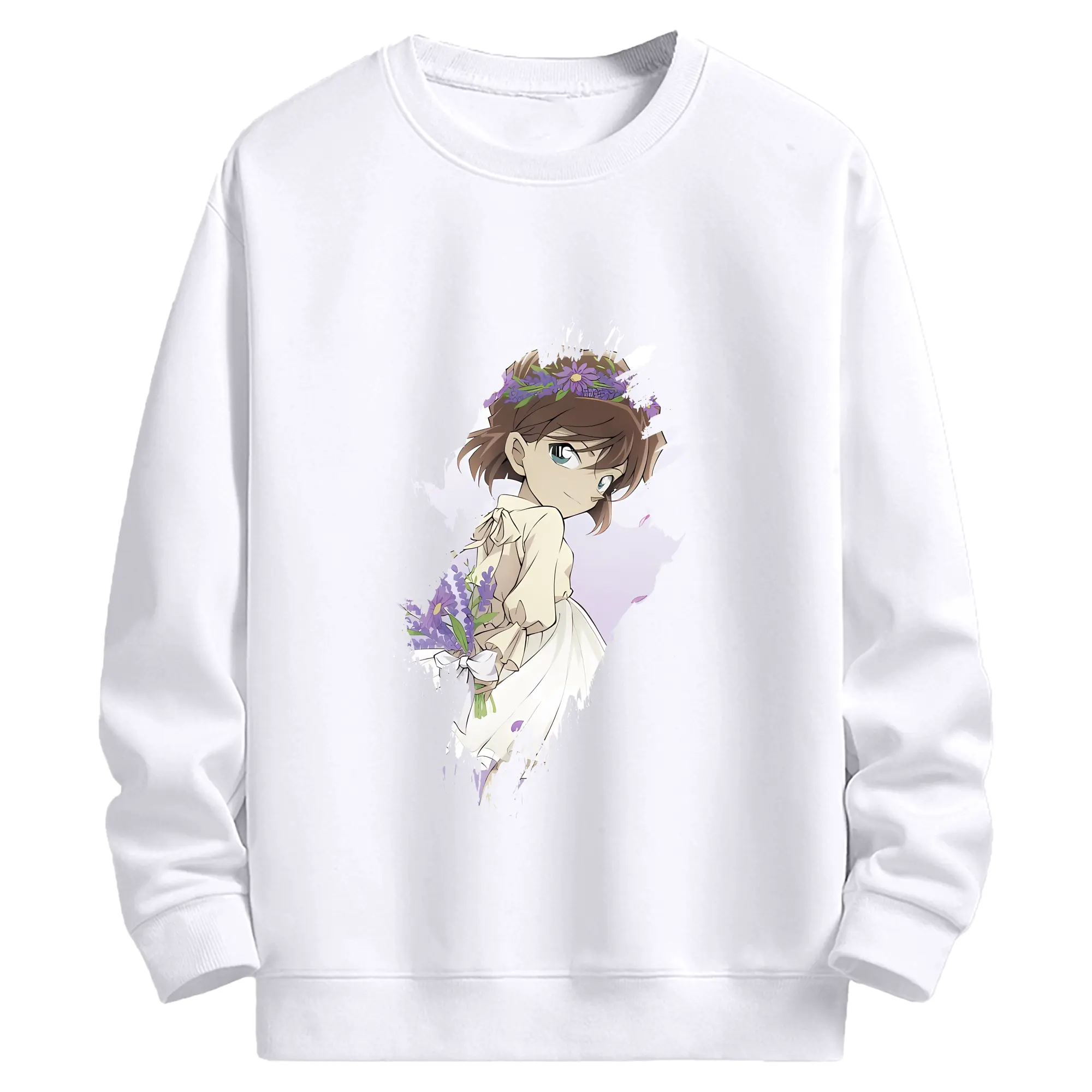 名探偵コナン グッズ 灰原 哀 - 高品質 クルーネック スウェット ・ コットン59％ ポリエステル41％ ・ ユニセックス 長袖 トレーナー ・ カジュアル デイリー スポーツ 散歩用