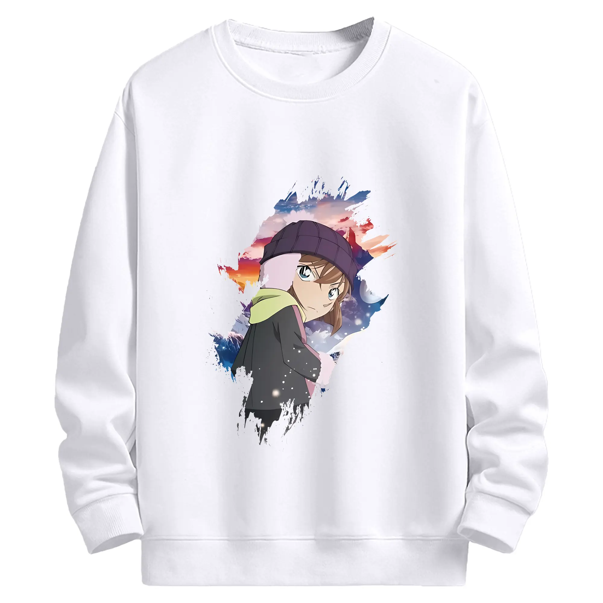 名探偵コナン グッズ 灰原 哀 - 高品質 クルーネック スウェット ・ コットン59％ ポリエステル41％ ・ ユニセックス 長袖 トレーナー ・ カジュアル デイリー スポーツ 散歩用