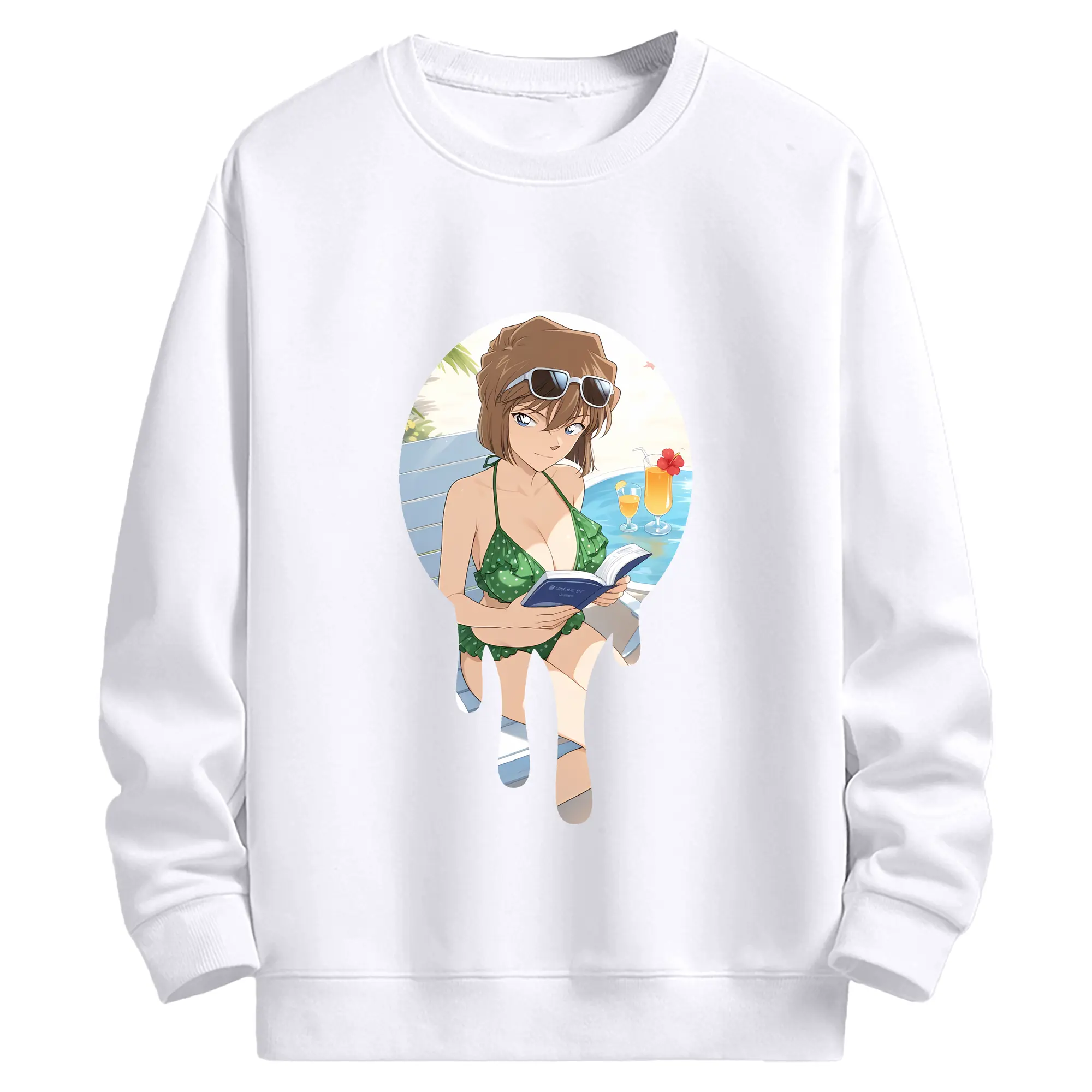 名探偵コナン グッズ 灰原 哀 - 高品質 クルーネック スウェット ・ コットン59％ ポリエステル41％ ・ ユニセックス 長袖 トレーナー ・ カジュアル デイリー スポーツ 散歩用