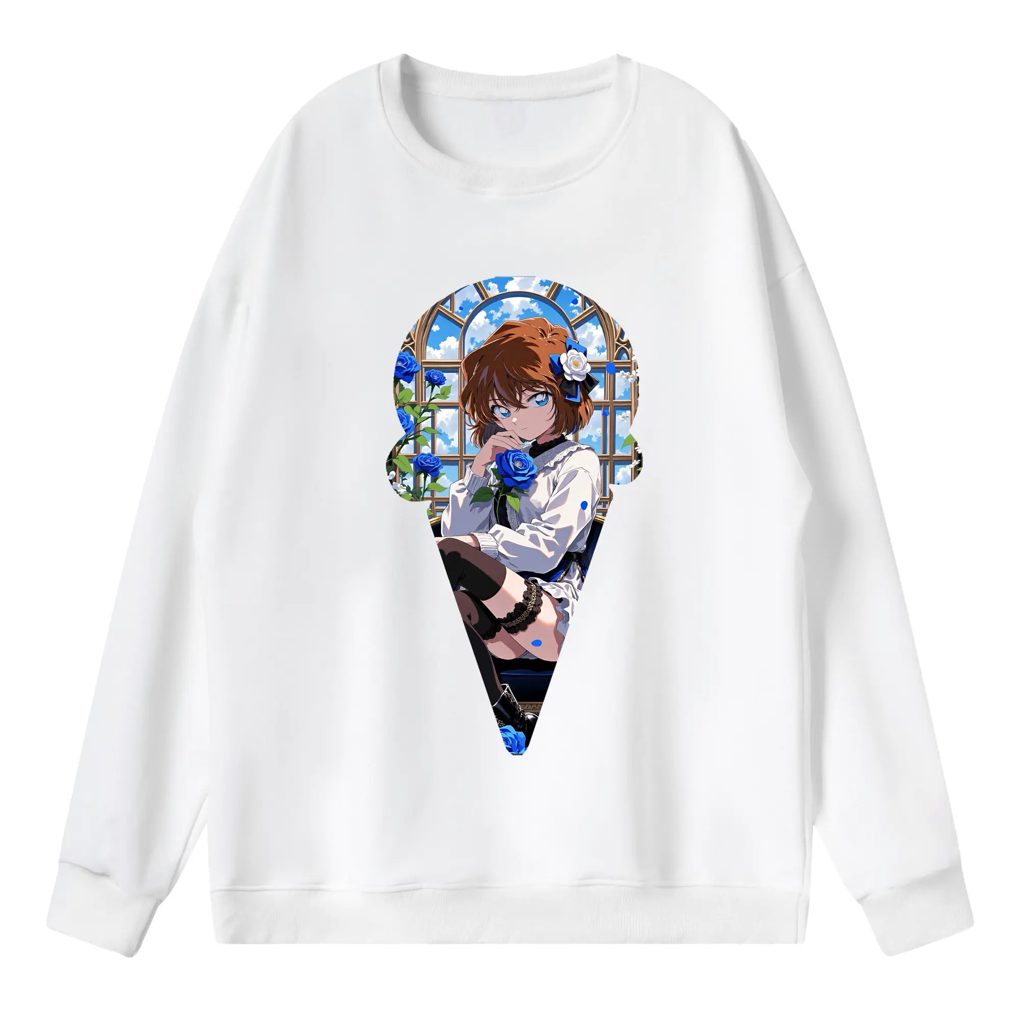 名探偵コナン グッズ 灰原 哀 - 薄手 クルーネック スウェット 裏毛260g · ポリエステル 春秋向け カジュアル 男女兼用 · トレーナー デイリー スポーツ 散歩に最適