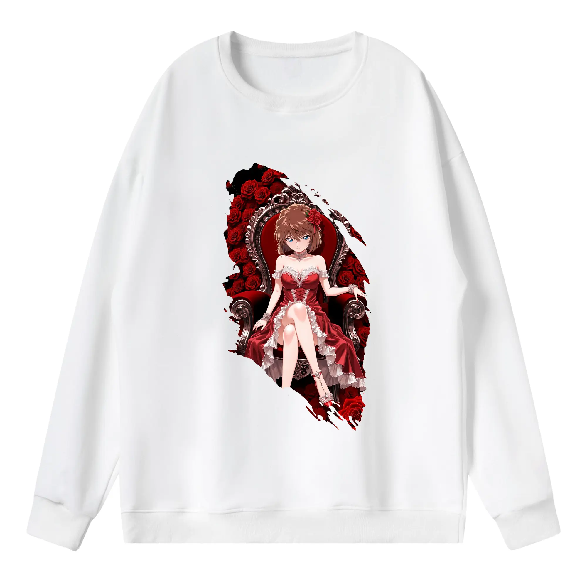 名探偵コナン グッズ 灰原 哀 - 薄手 クルーネック スウェット 裏毛260g · ポリエステル 春秋向け カジュアル 男女兼用 · トレーナー デイリー スポーツ 散歩に最適