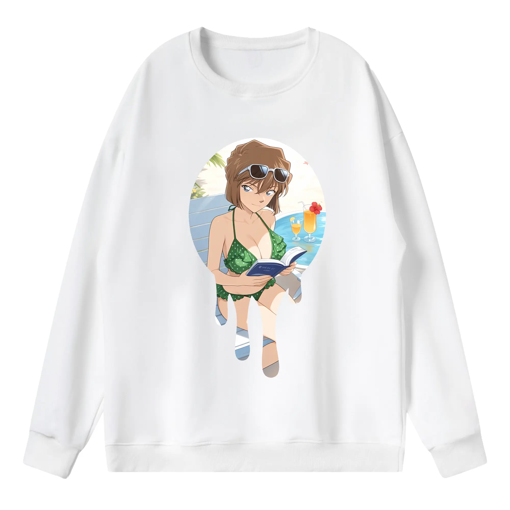 名探偵コナン グッズ 灰原 哀 - 薄手 クルーネック スウェット 裏毛260g · ポリエステル 春秋向け カジュアル 男女兼用 · トレーナー デイリー スポーツ 散歩に最適