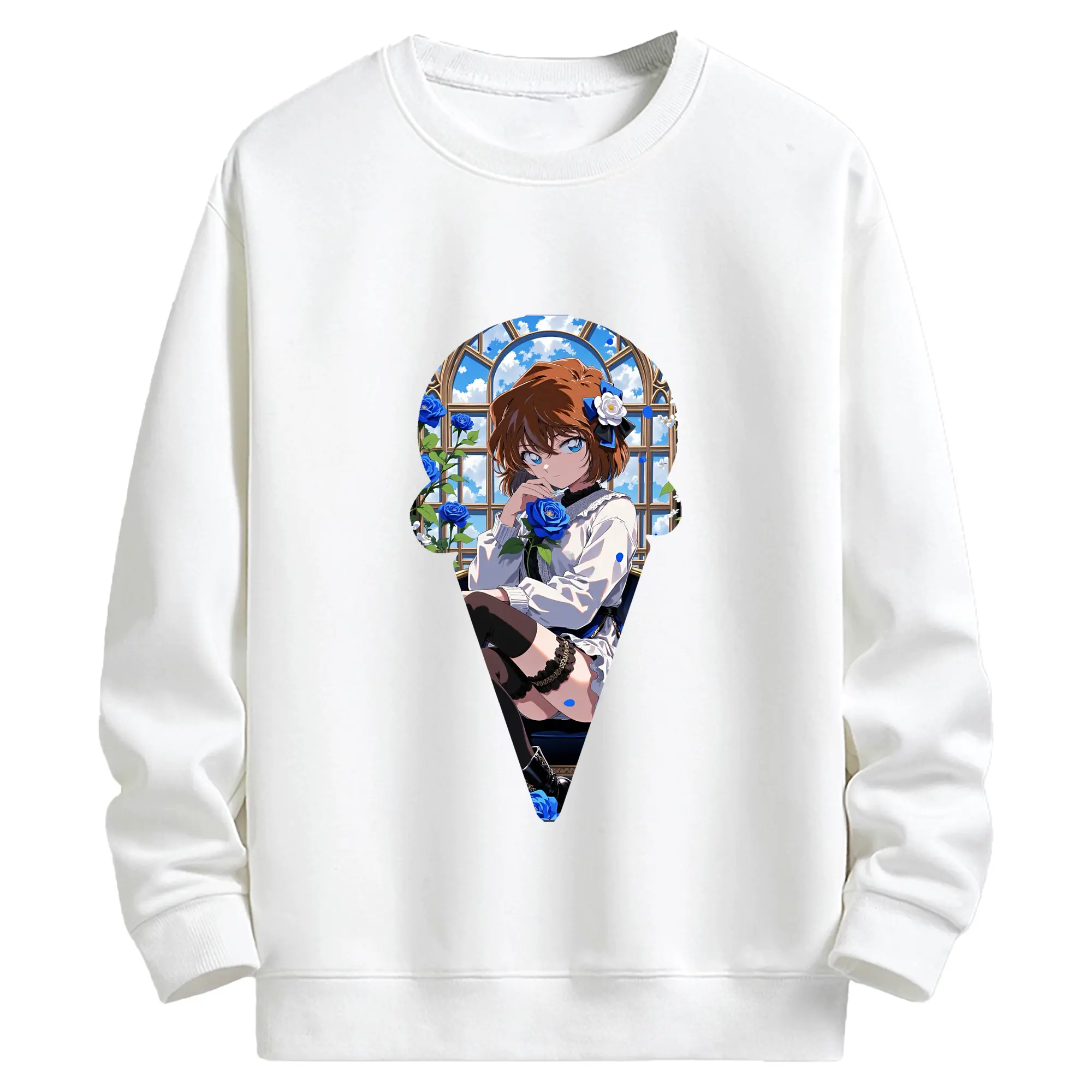 名探偵コナン グッズ 灰原 哀 - キッズ クルーネックスウェットシャツ ・ フロントプリント ・ 綿80％ ポリエステル20％ ・ 快適 通学 スポーツ 日常使い お散歩用