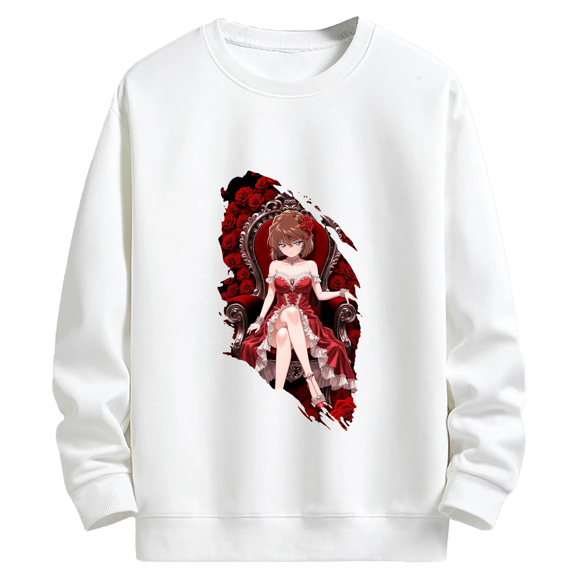 名探偵コナン グッズ 灰原 哀 - キッズ クルーネックスウェットシャツ ・ フロントプリント ・ 綿80％ ポリエステル20％ ・ 快適 通学 スポーツ 日常使い お散歩用