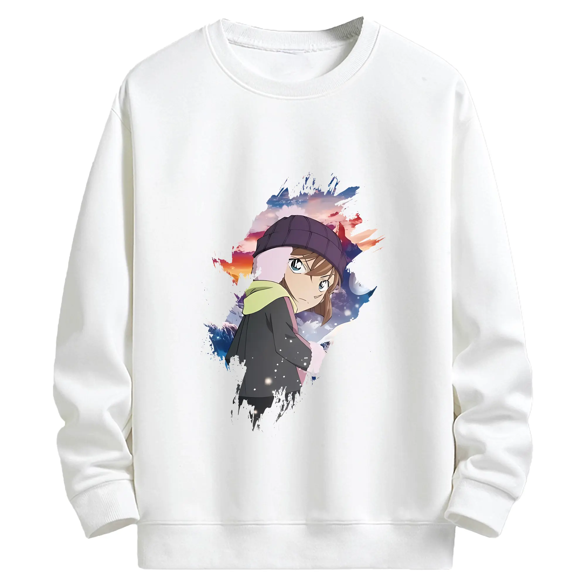 名探偵コナン グッズ 灰原 哀 - キッズ クルーネックスウェットシャツ ・ フロントプリント ・ 綿80％ ポリエステル20％ ・ 快適 通学 スポーツ 日常使い お散歩用