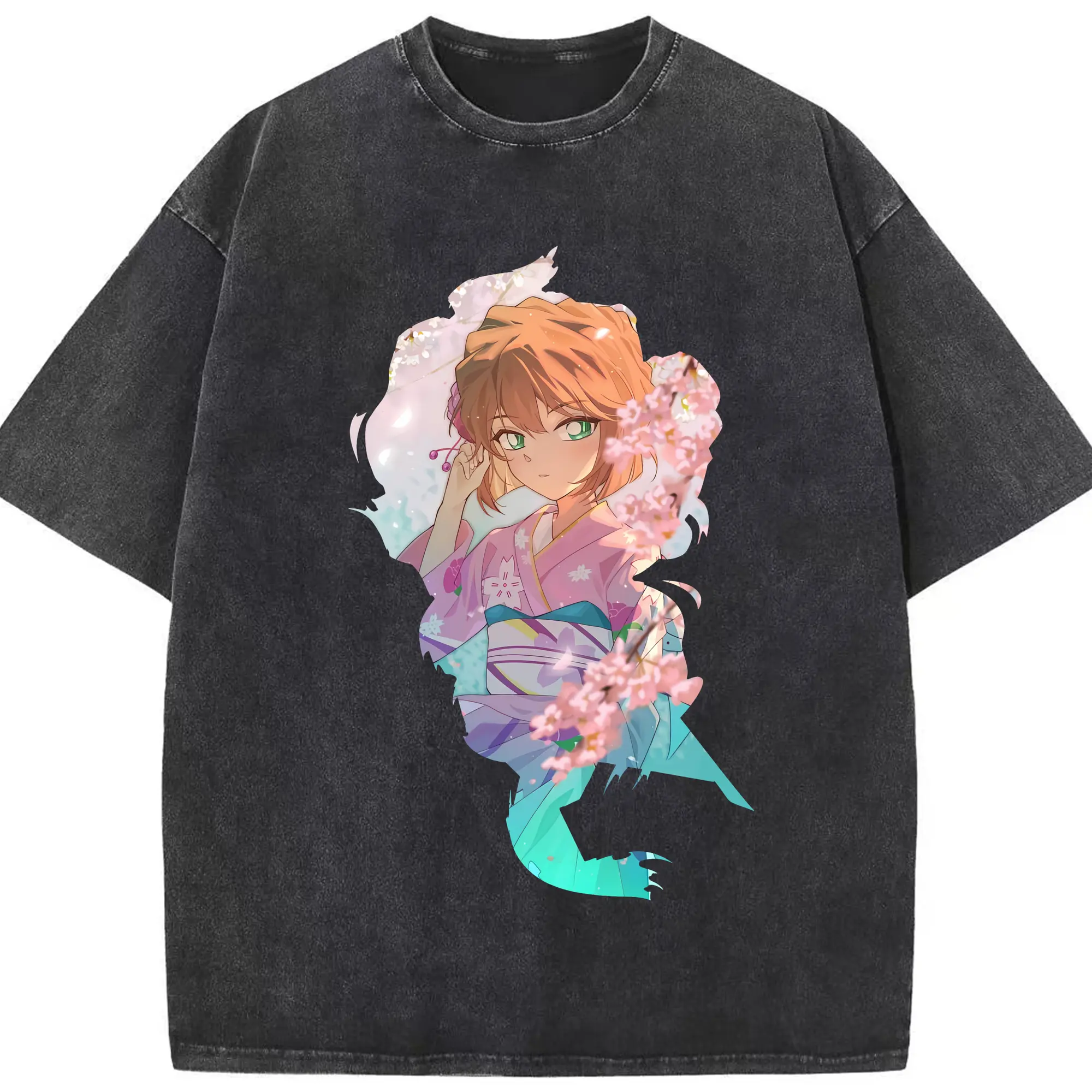 名探偵コナン グッズ 灰原 哀 - 綿100％ ヴィンテージ風 半袖Tシャツ ・ フロントプリント ・ 柔らか肌触り ・ 通気性 快適 ・ スポーツ カジュアル 外出用