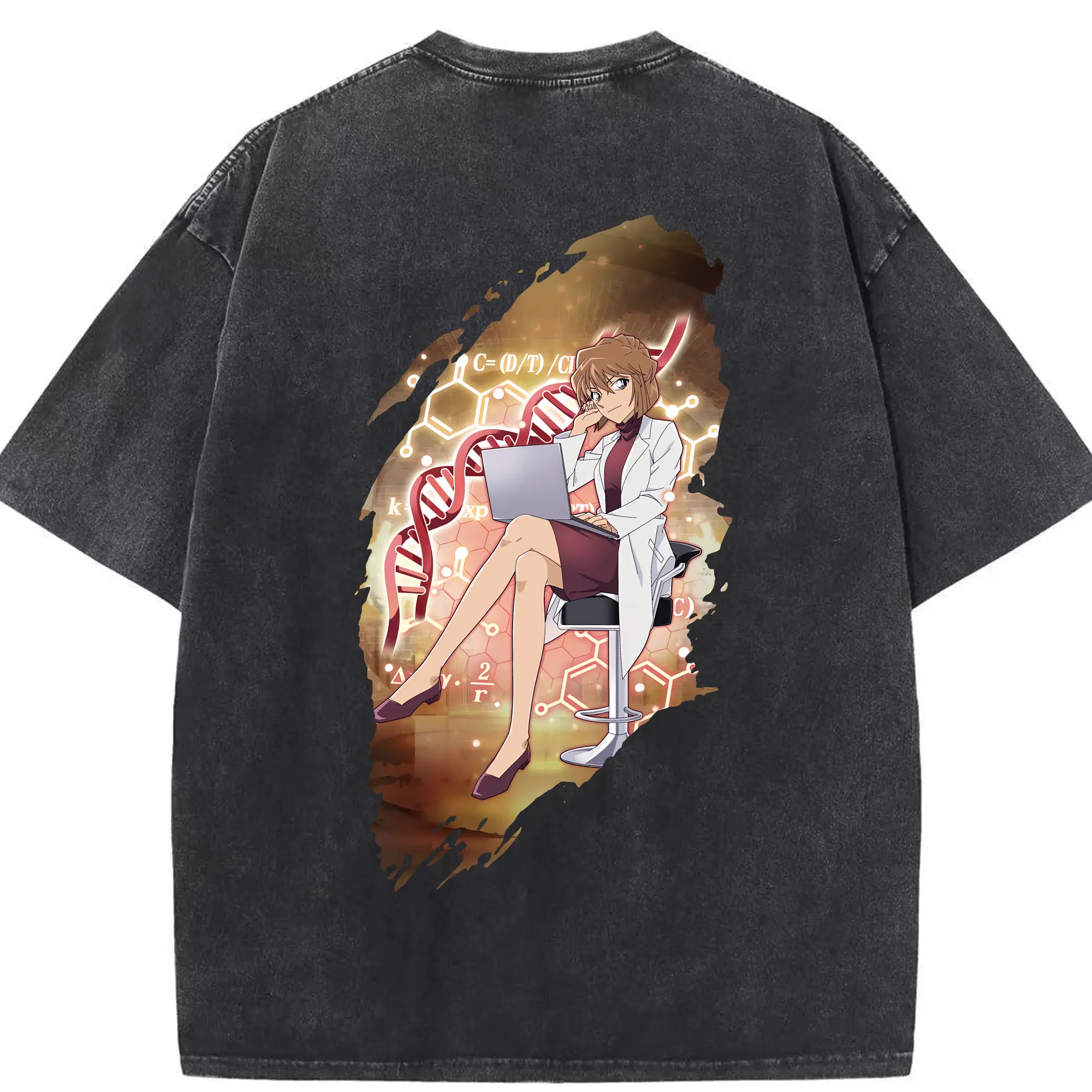 名探偵コナン グッズ 灰原 哀 - 綿100％ ヴィンテージ風 半袖Tシャツ ・ 背面プリント ・ 柔らか肌触り ・ 通気性 快適 ・ スポーツ カジュアル 外出用