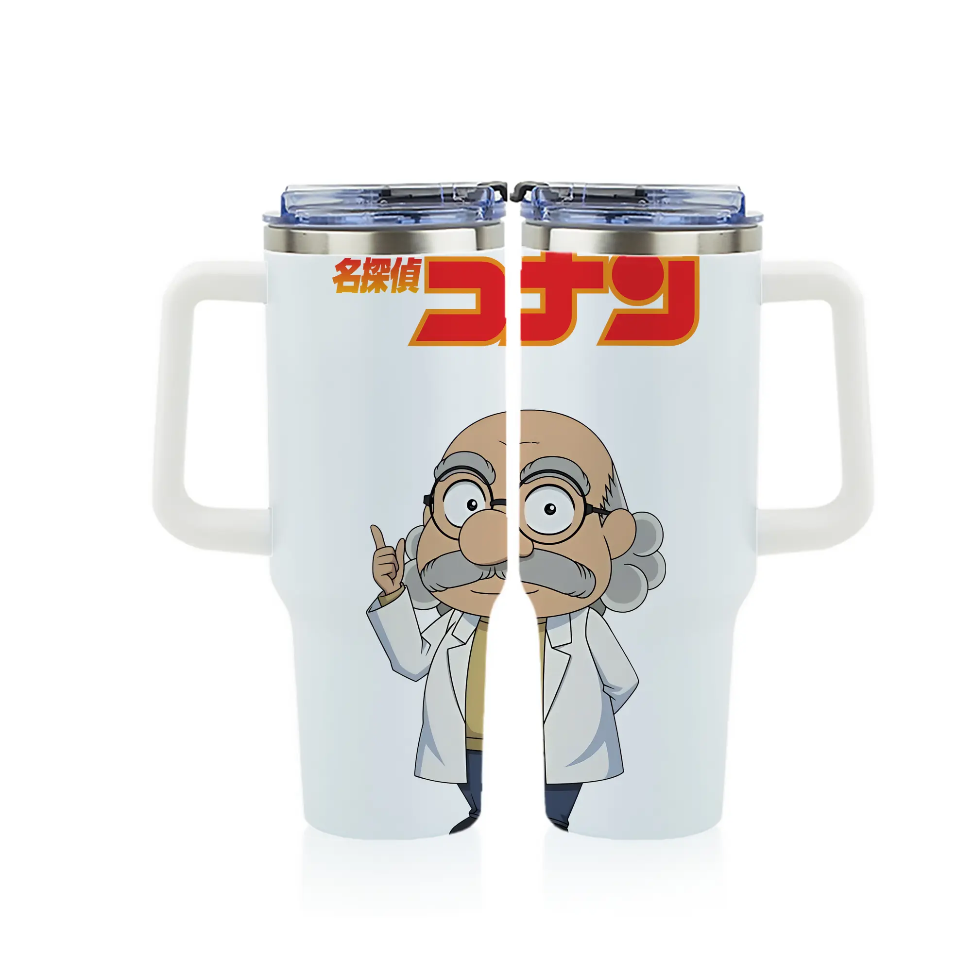 名探偵コナン グッズ 阿笠 博士 - 1200mL フルプリント車用タンブラー ・ 304ステンレス 内側 ・ 201ステンレス 外側 ・ 保温 保冷 ・ 通勤 ドライブ アウトドア用