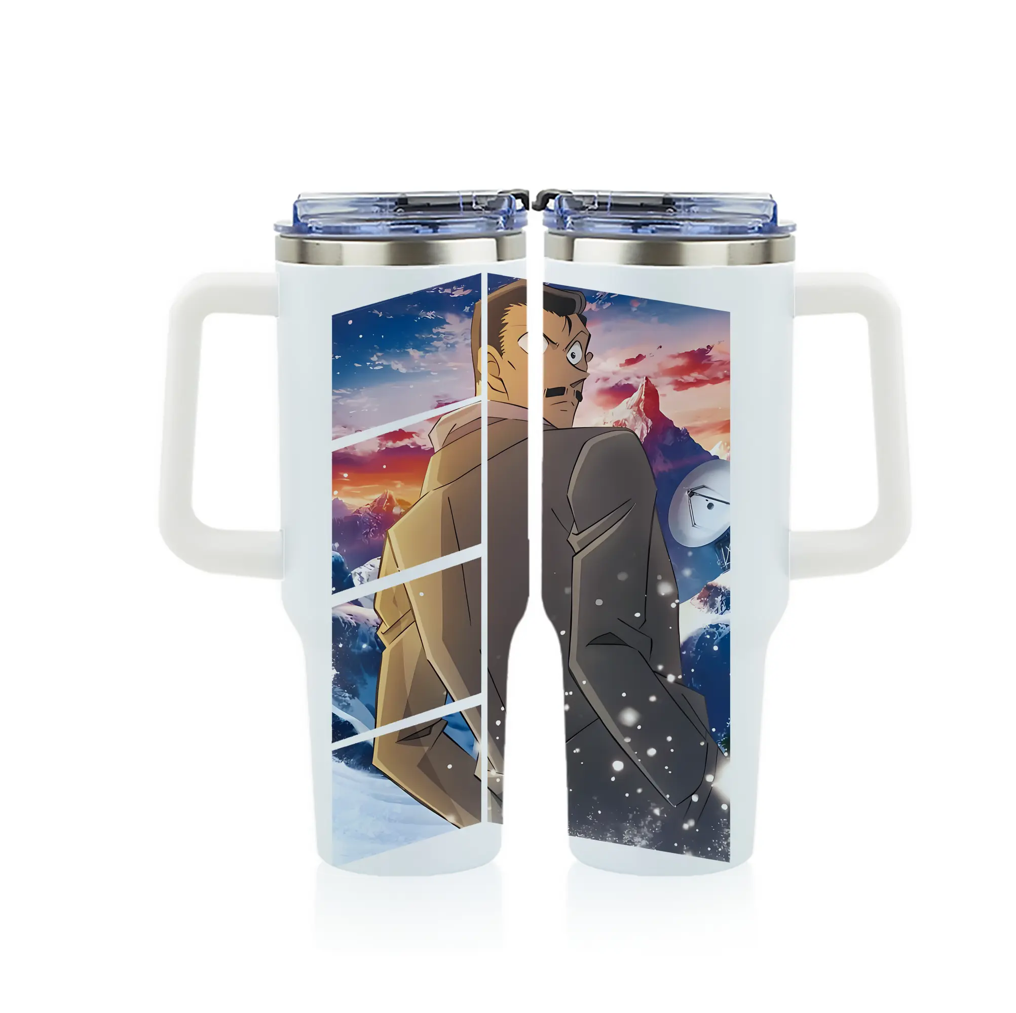 名探偵コナン グッズ 毛利 小五郎 - 1200mL フルプリント車用タンブラー ・ 304ステンレス 内側 ・ 201ステンレス 外側 ・ 保温 保冷 ・ 通勤 ドライブ アウトドア用