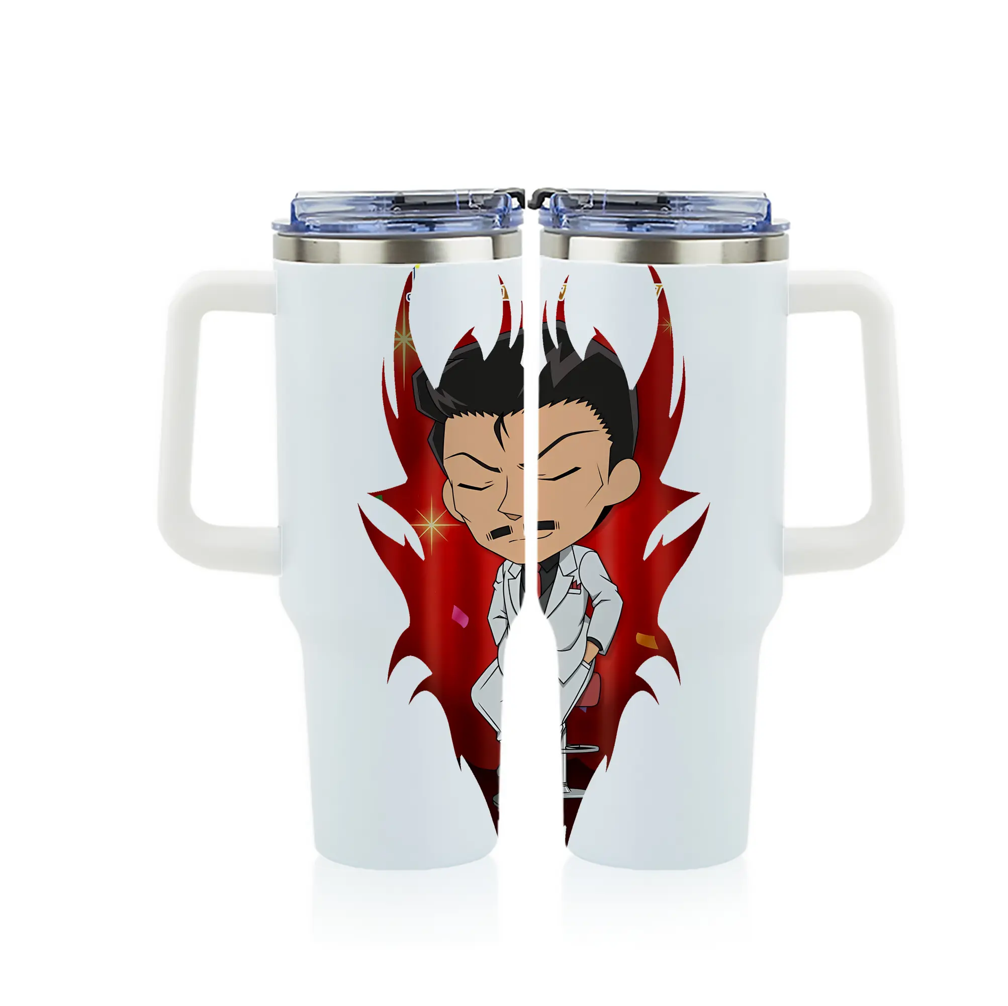 名探偵コナン グッズ 毛利 小五郎 - 1200mL フルプリント車用タンブラー ・ 304ステンレス 内側 ・ 201ステンレス 外側 ・ 保温 保冷 ・ 通勤 ドライブ アウトドア用