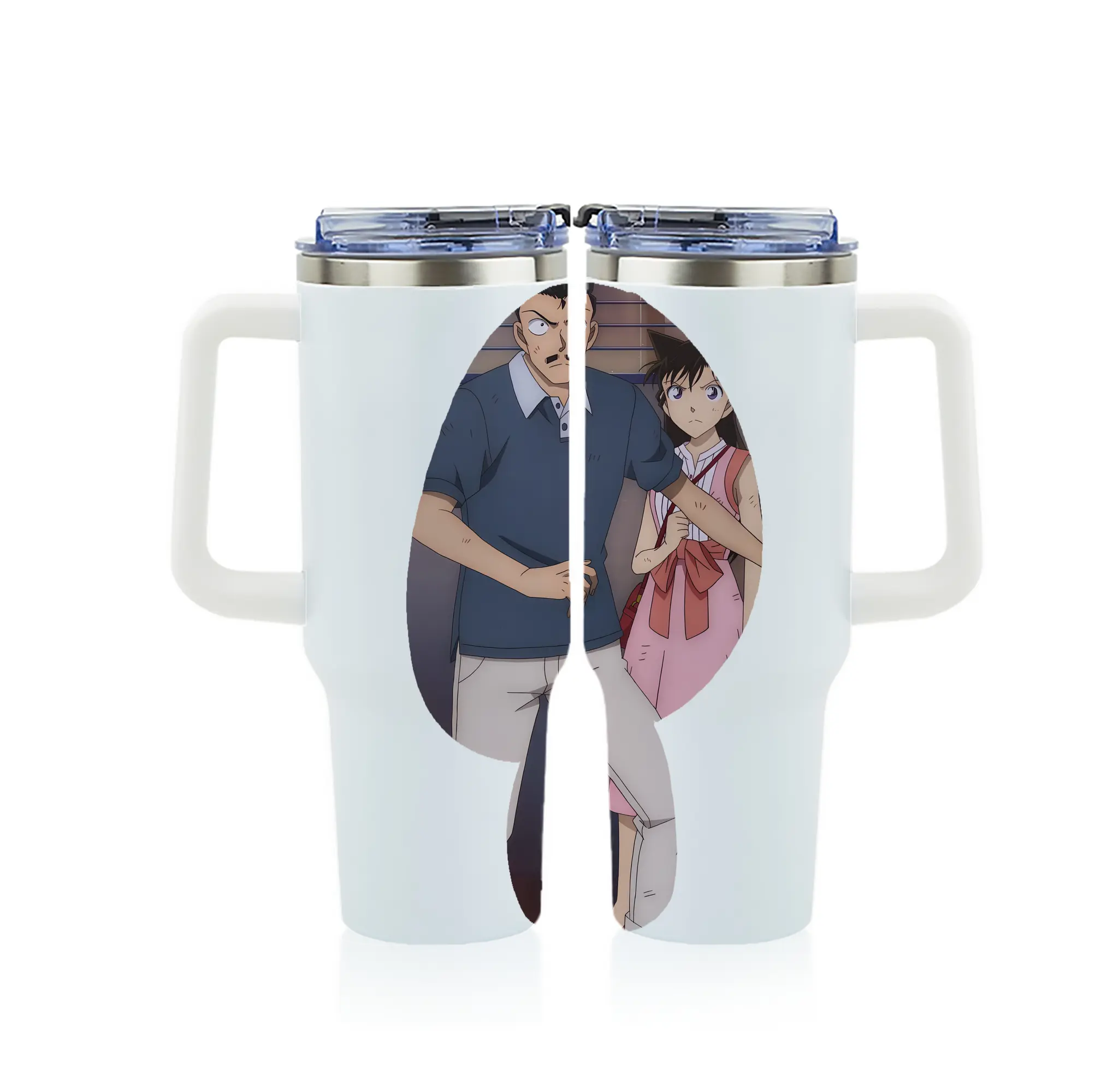 名探偵コナン グッズ 毛利 小五郎 - 1200mL フルプリント車用タンブラー ・ 304ステンレス 内側 ・ 201ステンレス 外側 ・ 保温 保冷 ・ 通勤 ドライブ アウトドア用