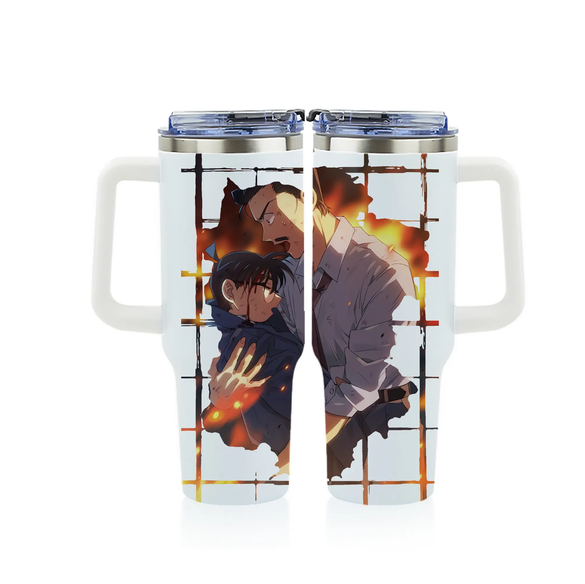 名探偵コナン グッズ 毛利 小五郎 - 1200mL フルプリント車用タンブラー ・ 304ステンレス 内側 ・ 201ステンレス 外側 ・ 保温 保冷 ・ 通勤 ドライブ アウトドア用