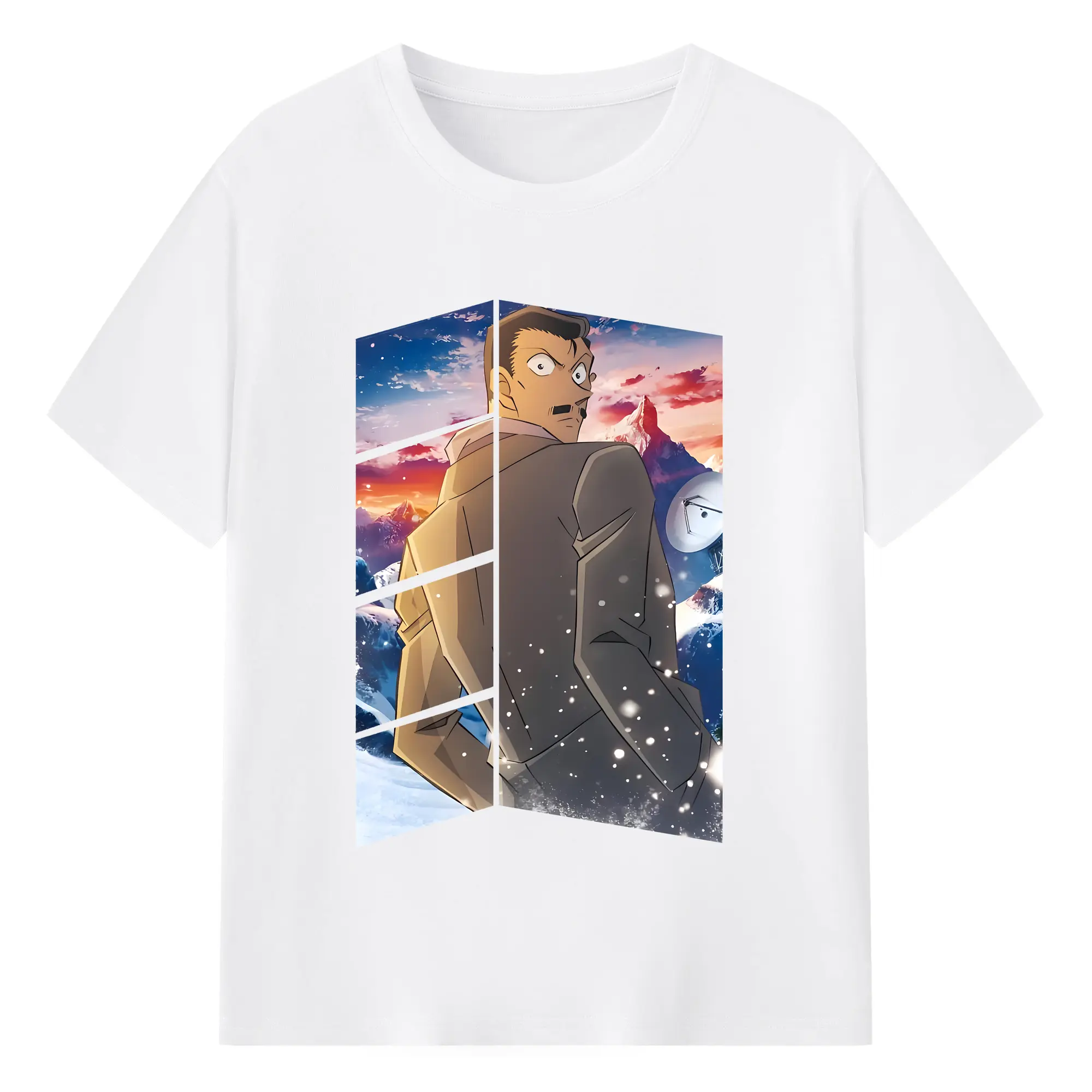 名探偵コナン グッズ 毛利 小五郎 - 綿100％ 半袖Tシャツ ・ フロントプリント ・ 快適 通気性 ・ 日常使い 散歩 スポーツ用