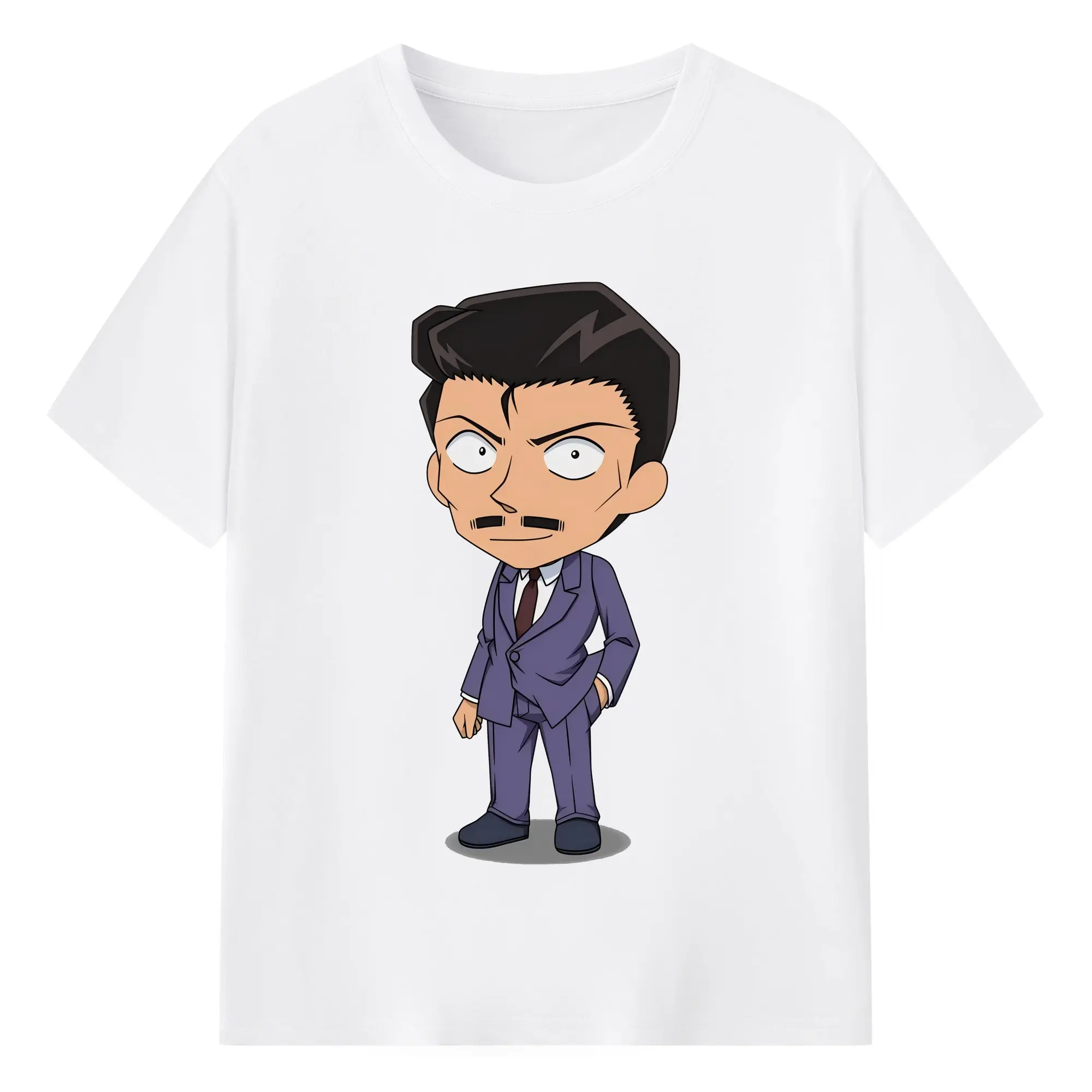 名探偵コナン グッズ 毛利 小五郎 - 綿100％ 半袖Tシャツ ・ フロントプリント ・ 快適 通気性 ・ 日常使い 散歩 スポーツ用