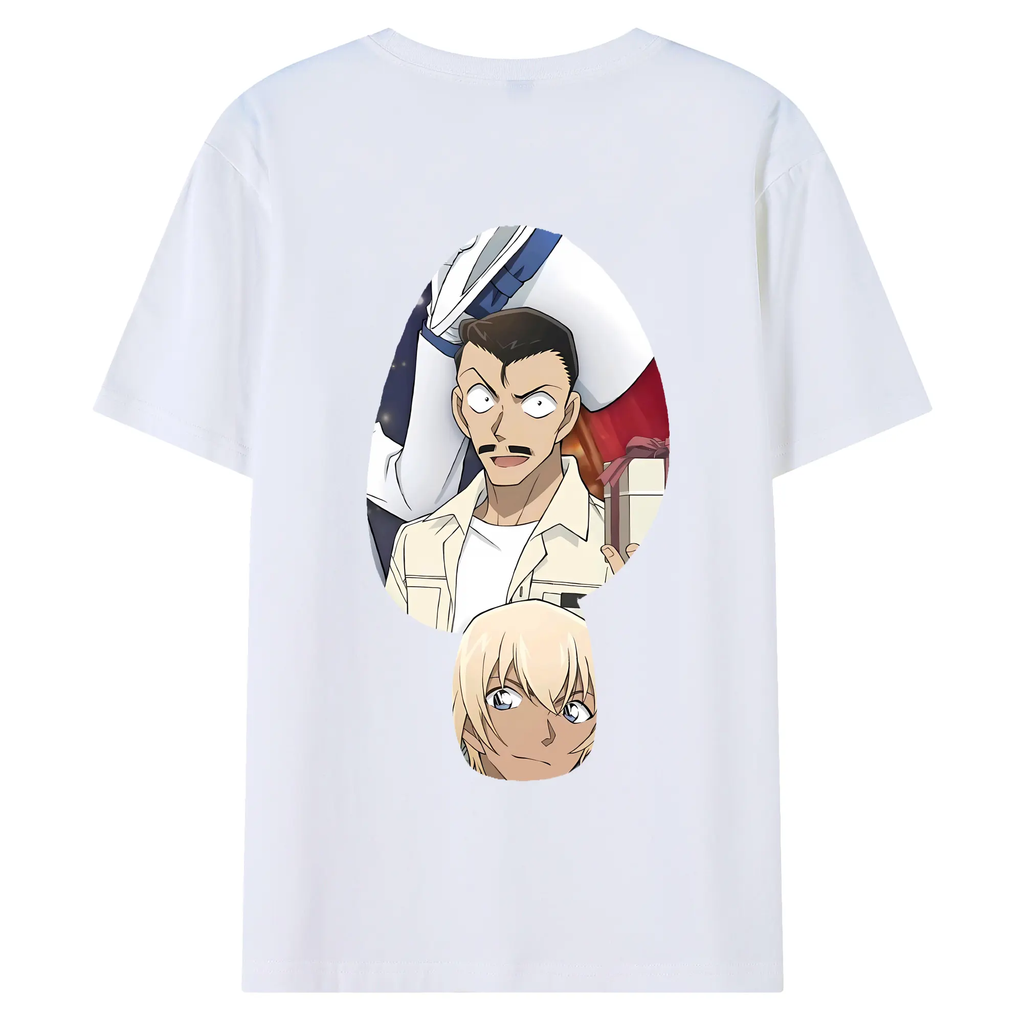 名探偵コナン グッズ 毛利 小五郎 - 綿100％ 半袖Tシャツ ・ バックプリント ・ 快適 通気性 ・ 日常使い 散歩 スポーツ用