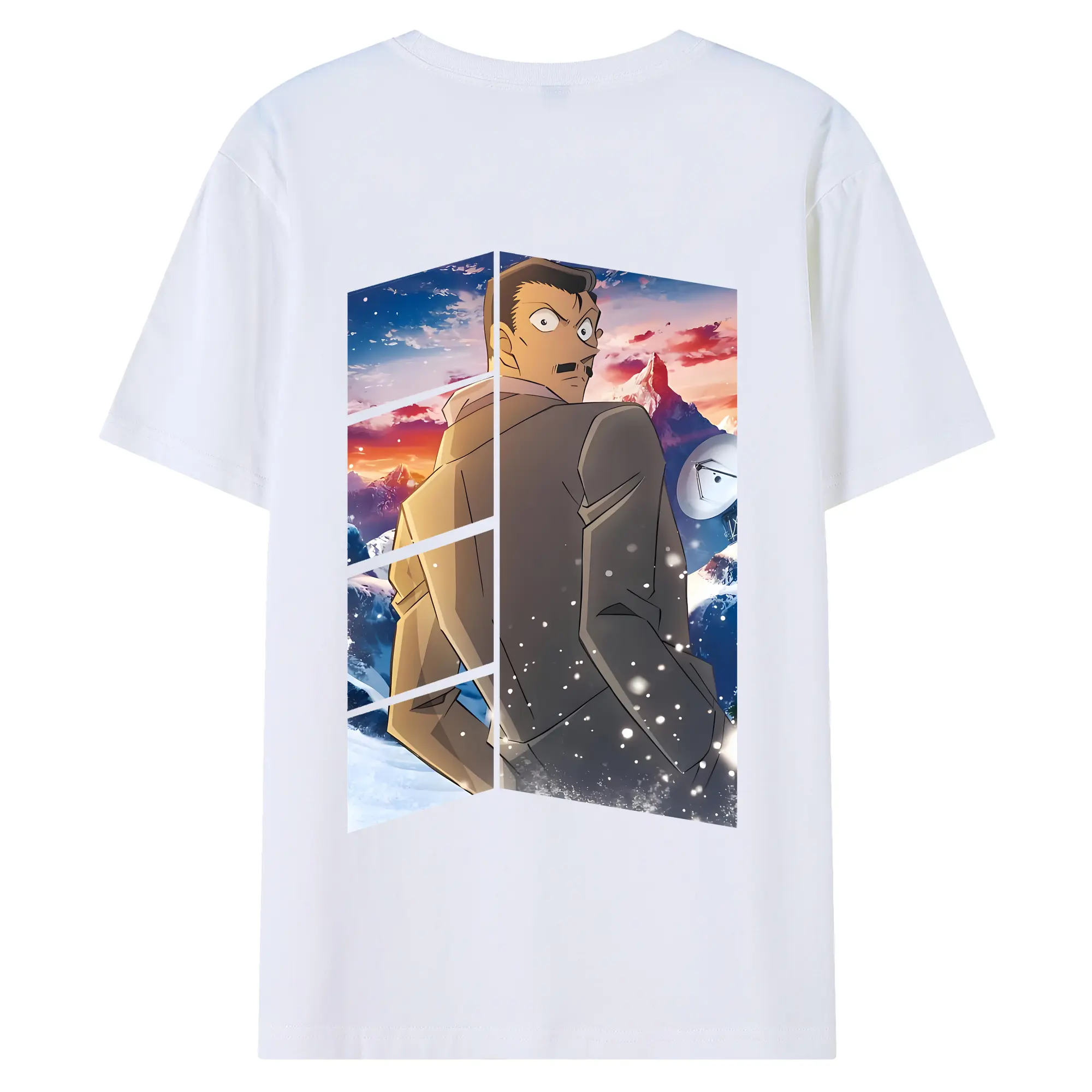 名探偵コナン グッズ 毛利 小五郎 - 綿100％ 半袖Tシャツ ・ バックプリント ・ 快適 通気性 ・ 日常使い 散歩 スポーツ用