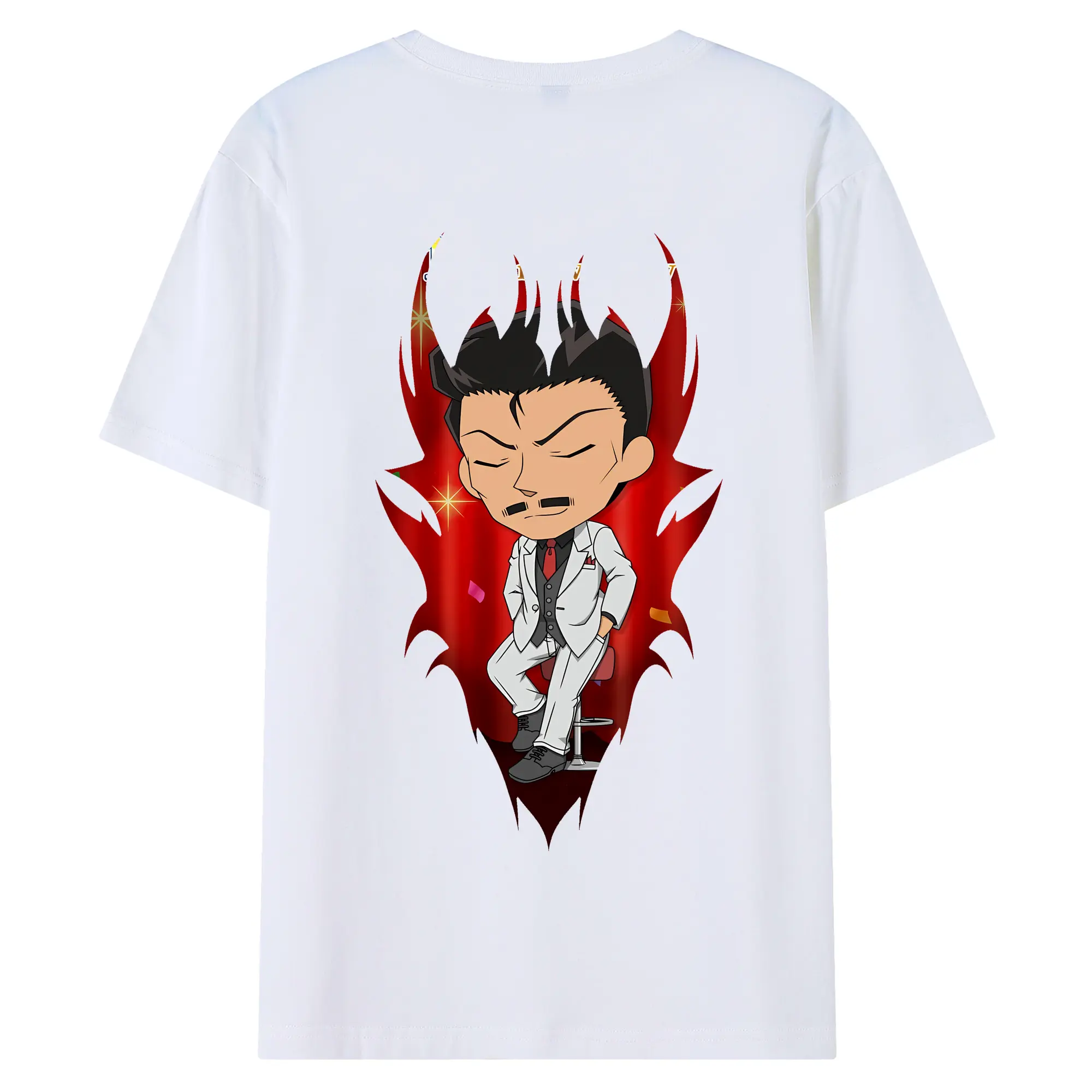 名探偵コナン グッズ 毛利 小五郎 - 綿100％ 半袖Tシャツ ・ バックプリント ・ 快適 通気性 ・ 日常使い 散歩 スポーツ用