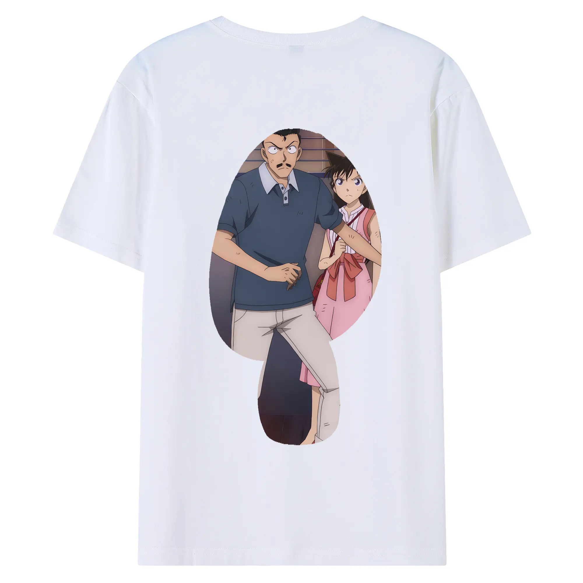 名探偵コナン グッズ 毛利 小五郎 - 綿100％ 半袖Tシャツ ・ バックプリント ・ 快適 通気性 ・ 日常使い 散歩 スポーツ用