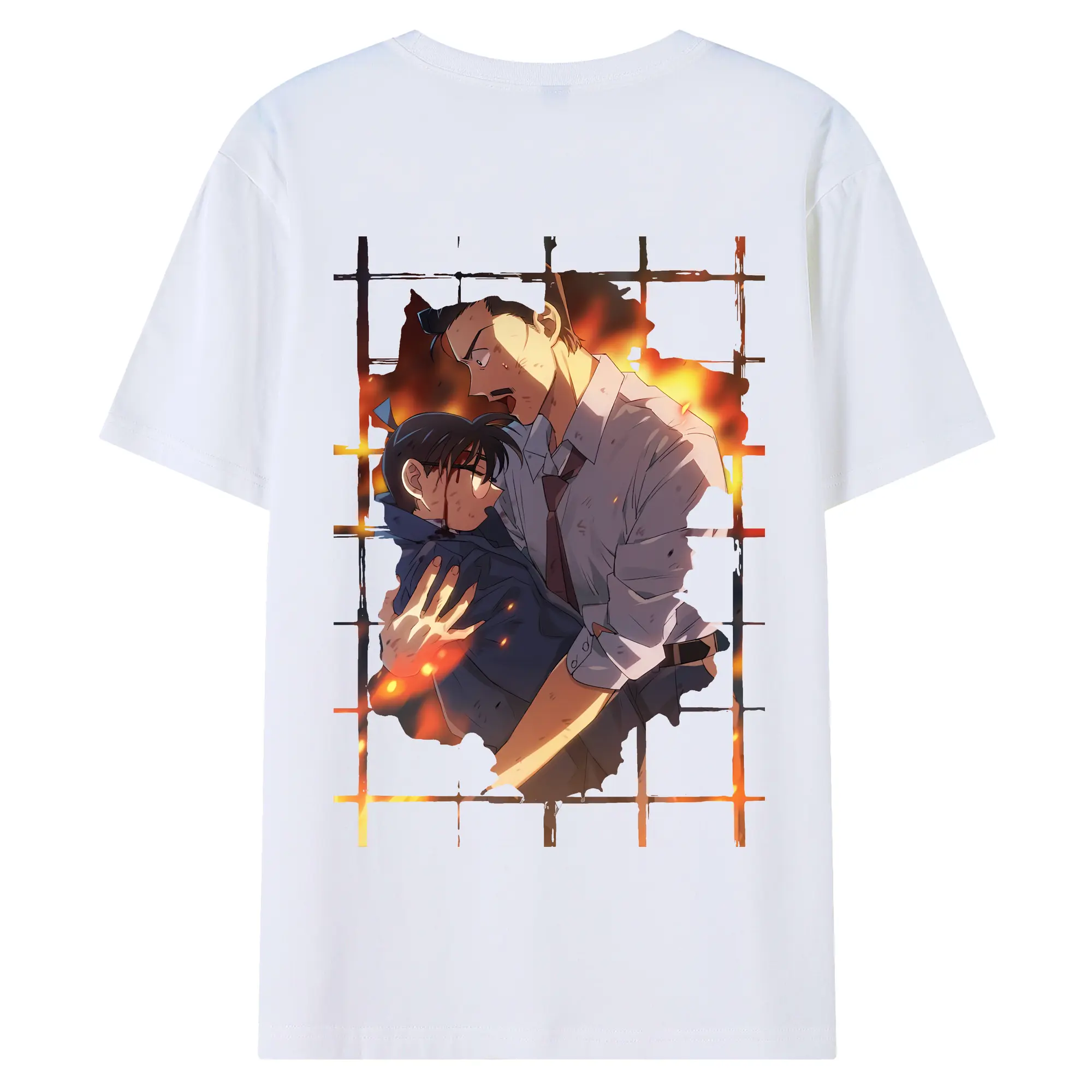 名探偵コナン グッズ 毛利 小五郎 - 綿100％ 半袖Tシャツ ・ バックプリント ・ 快適 通気性 ・ 日常使い 散歩 スポーツ用