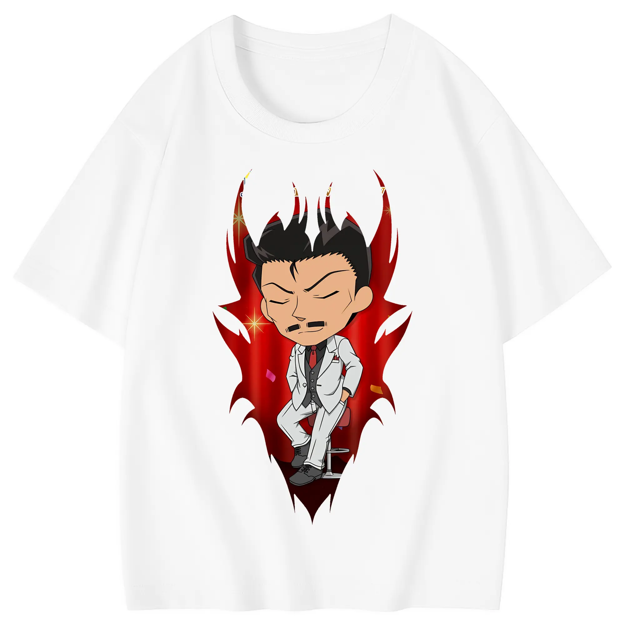 名探偵コナン グッズ 毛利 小五郎 - 綿100％ キッズTシャツ ・ フロントプリント ・ 快適 通気性 ・ スポーツ カジュアル 散歩用