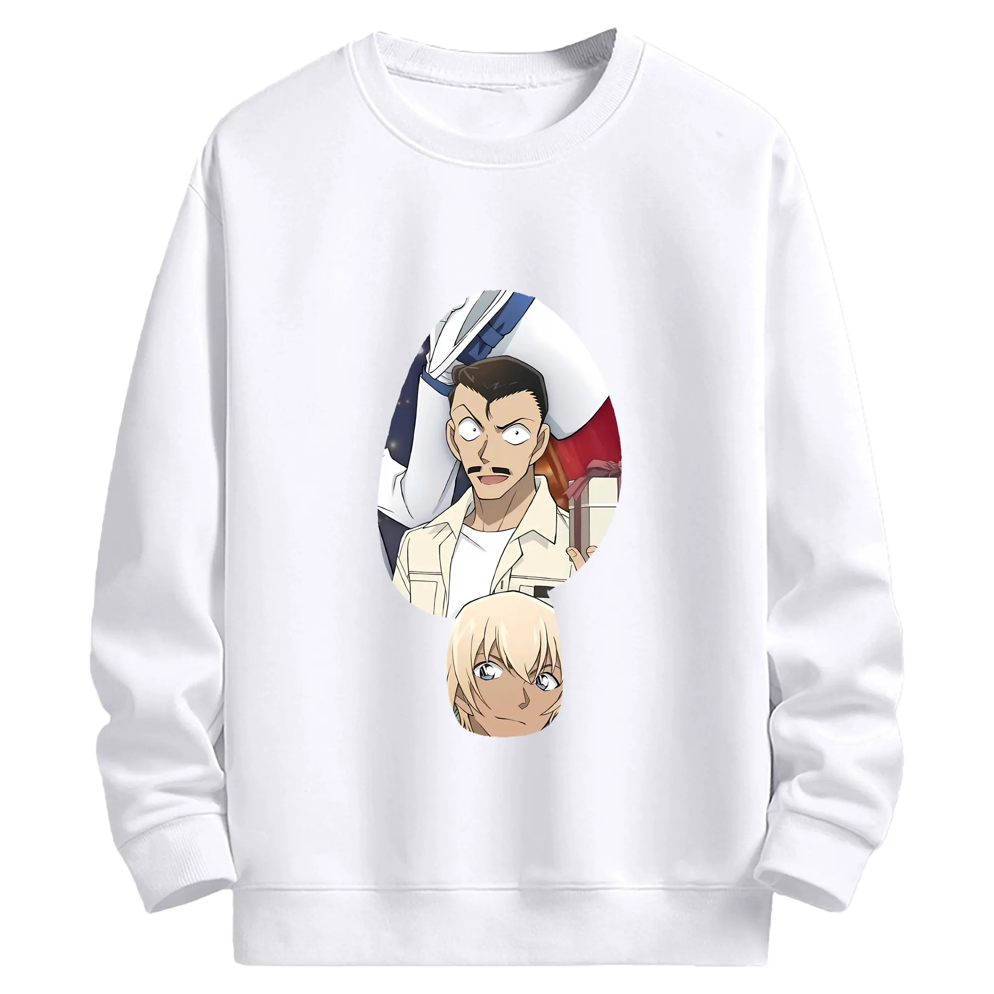 名探偵コナン グッズ 毛利 小五郎 - 高品質 クルーネック スウェット ・ コットン59％ ポリエステル41％ ・ ユニセックス 長袖 トレーナー ・ カジュアル デイリー スポーツ 散歩用