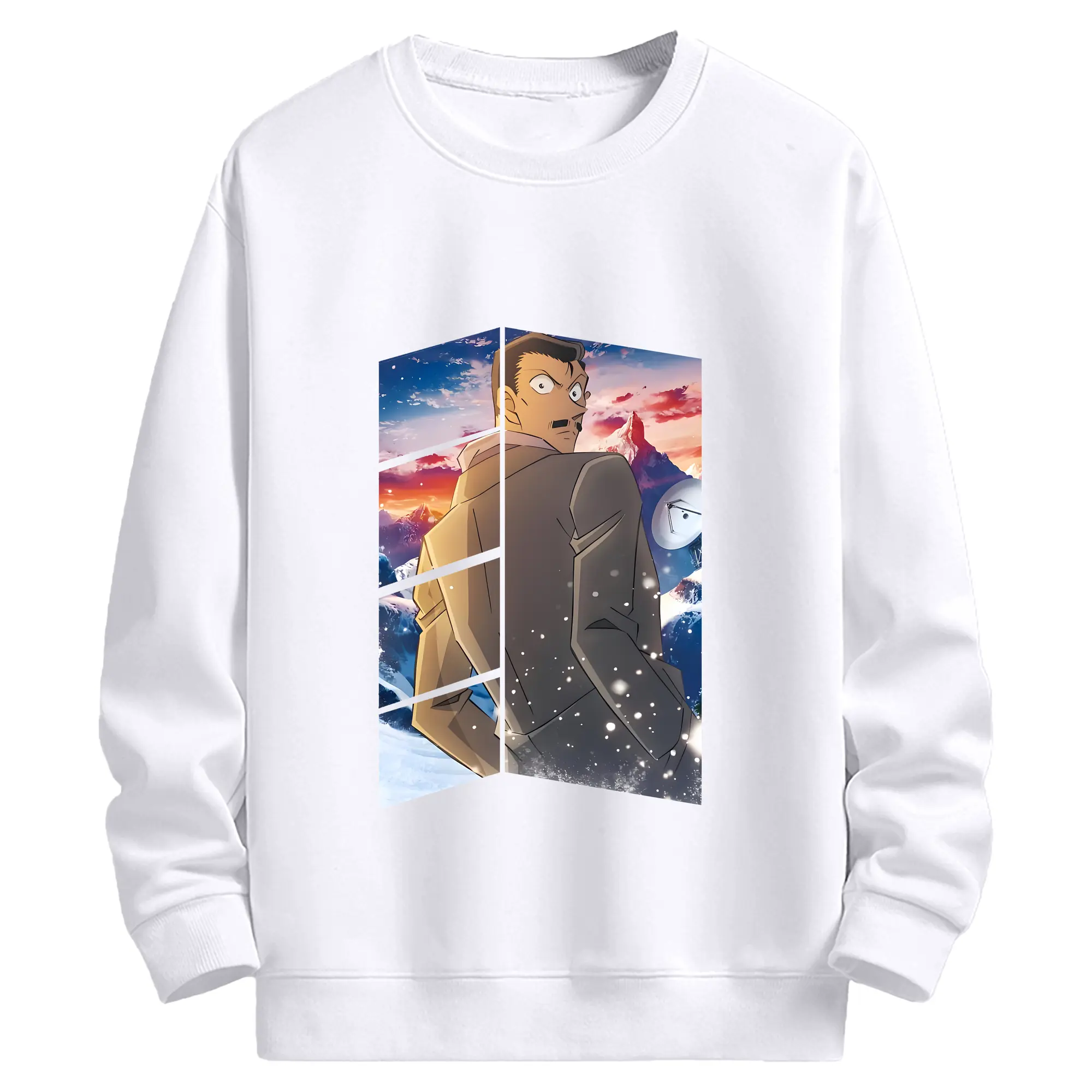 名探偵コナン グッズ 毛利 小五郎 - 高品質 クルーネック スウェット ・ コットン59％ ポリエステル41％ ・ ユニセックス 長袖 トレーナー ・ カジュアル デイリー スポーツ 散歩用