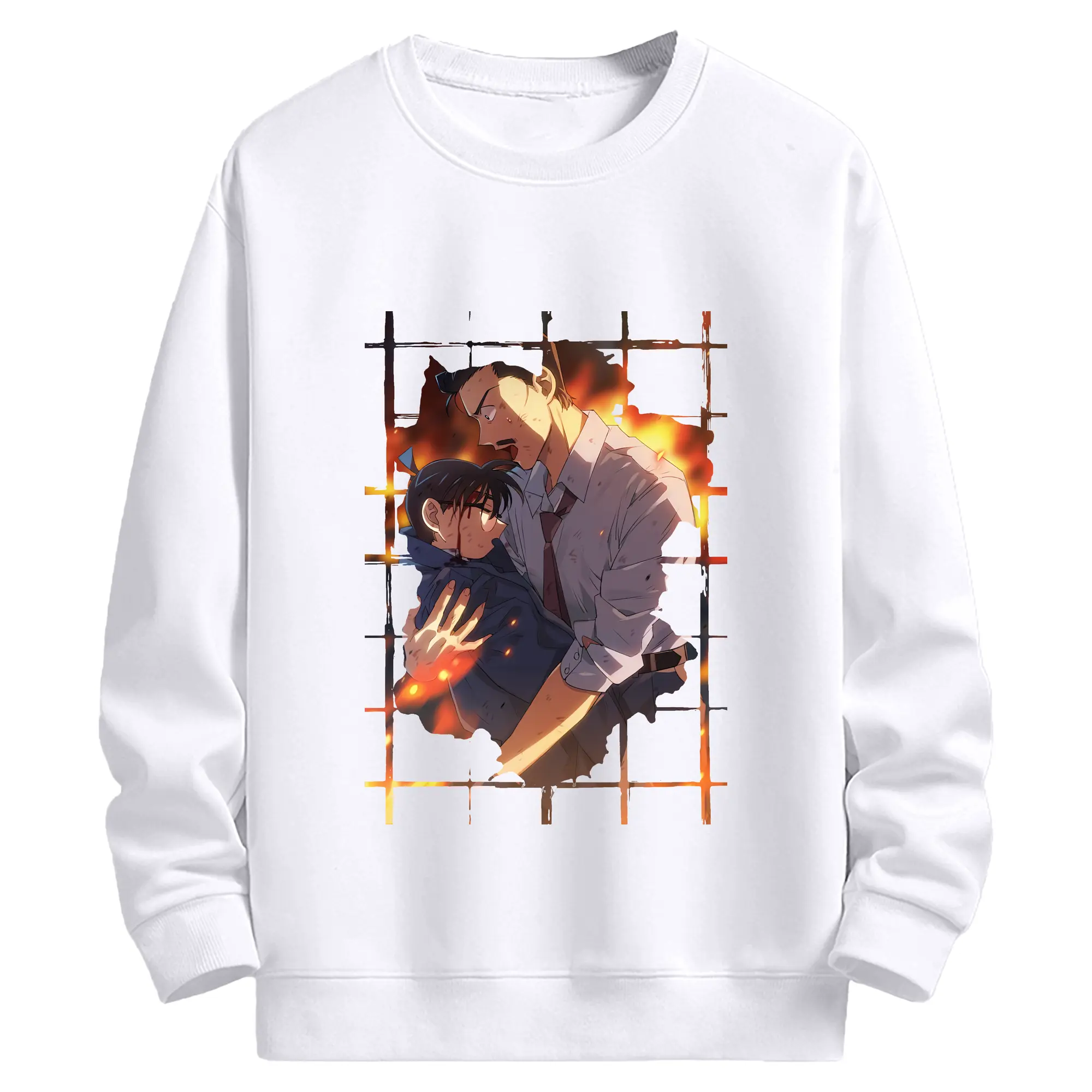 名探偵コナン グッズ 毛利 小五郎 - 高品質 クルーネック スウェット ・ コットン59％ ポリエステル41％ ・ ユニセックス 長袖 トレーナー ・ カジュアル デイリー スポーツ 散歩用