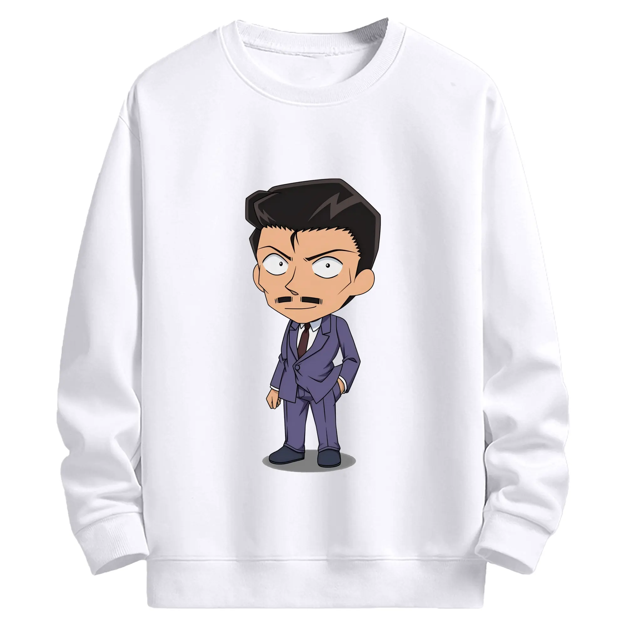 名探偵コナン グッズ 毛利 小五郎 - 高品質 クルーネック スウェット ・ コットン59％ ポリエステル41％ ・ ユニセックス 長袖 トレーナー ・ カジュアル デイリー スポーツ 散歩用