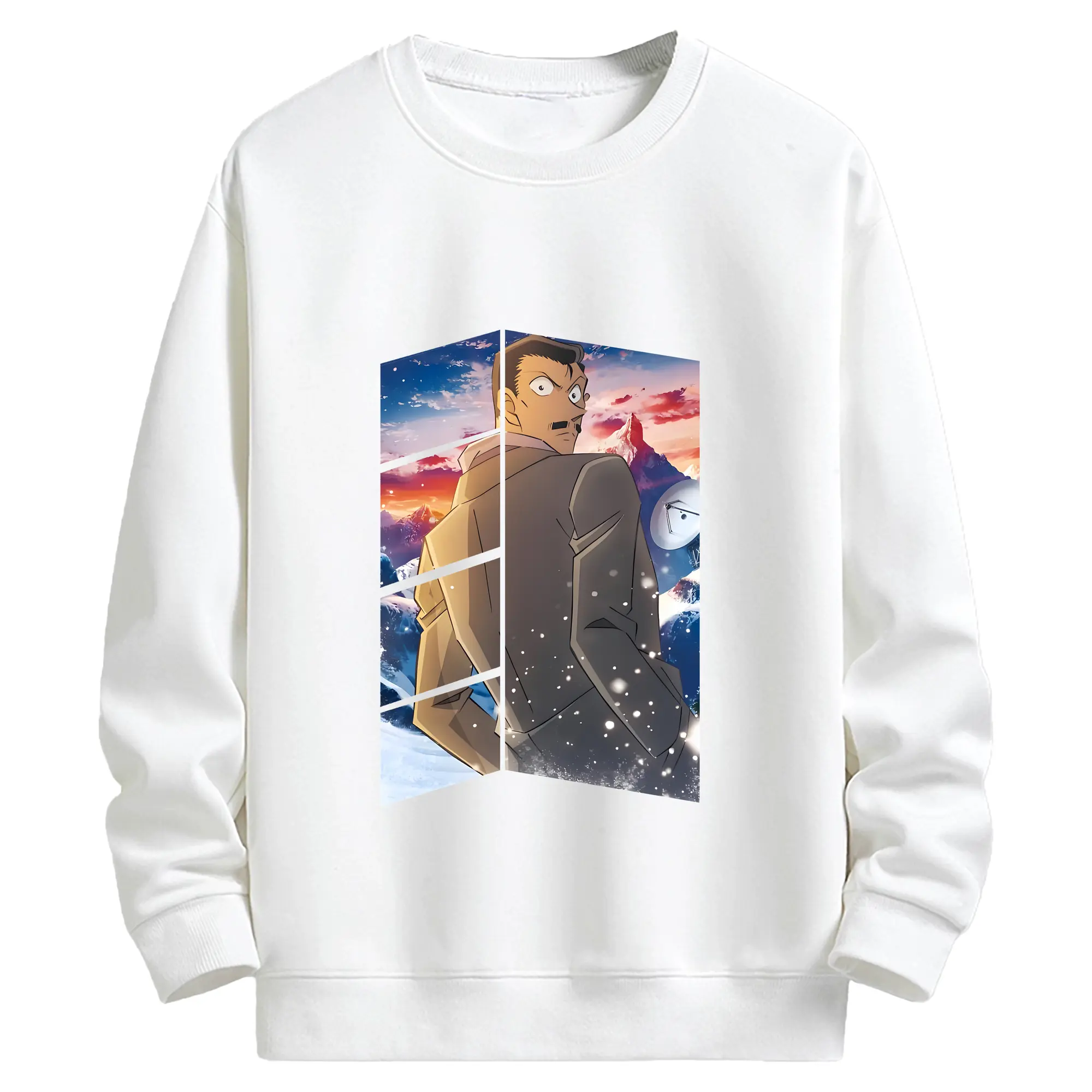 名探偵コナン グッズ 毛利 小五郎 - キッズ クルーネックスウェットシャツ ・ フロントプリント ・ 綿80％ ポリエステル20％ ・ 快適 通学 スポーツ 日常使い お散歩用