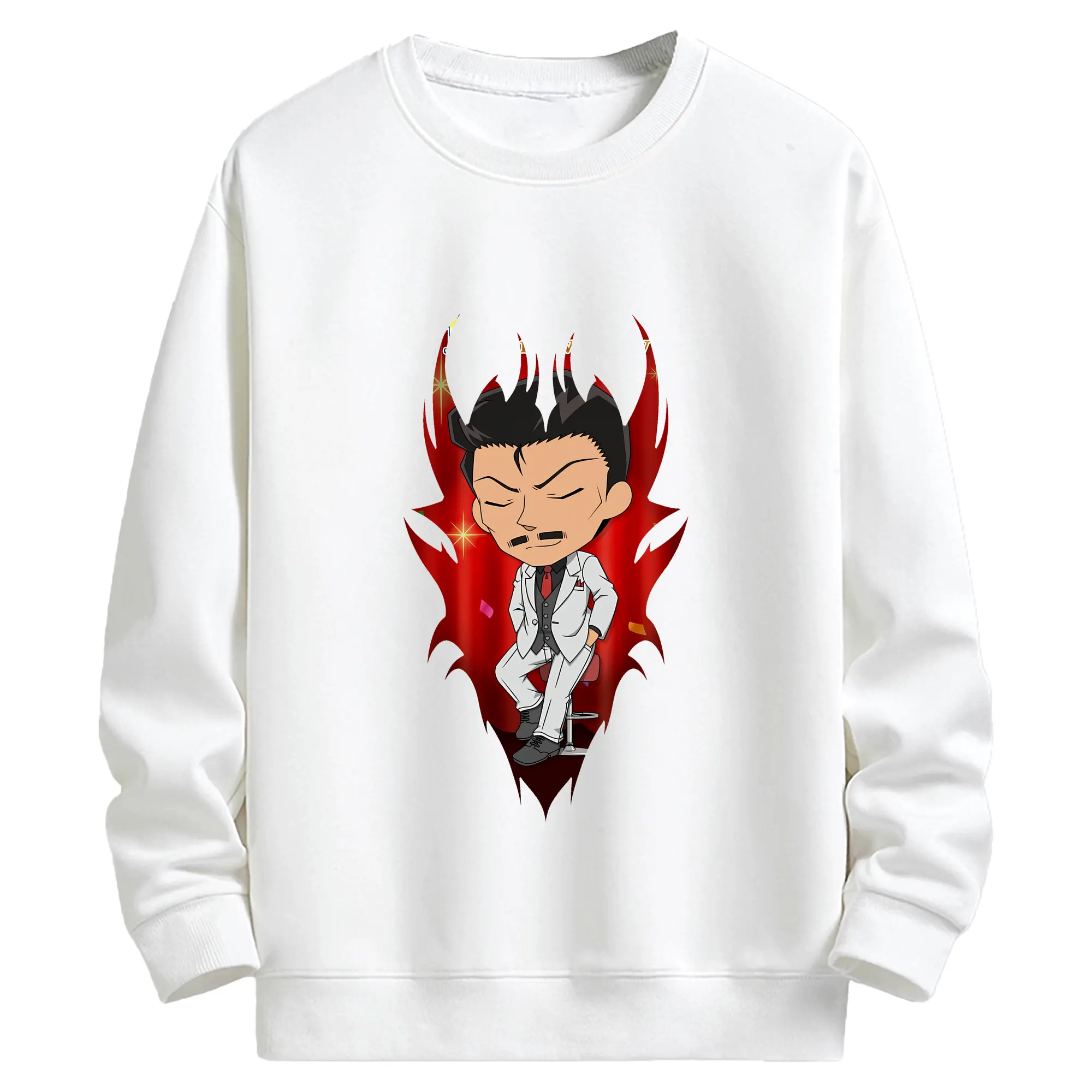 名探偵コナン グッズ 毛利 小五郎 - キッズ クルーネックスウェットシャツ ・ フロントプリント ・ 綿80％ ポリエステル20％ ・ 快適 通学 スポーツ 日常使い お散歩用