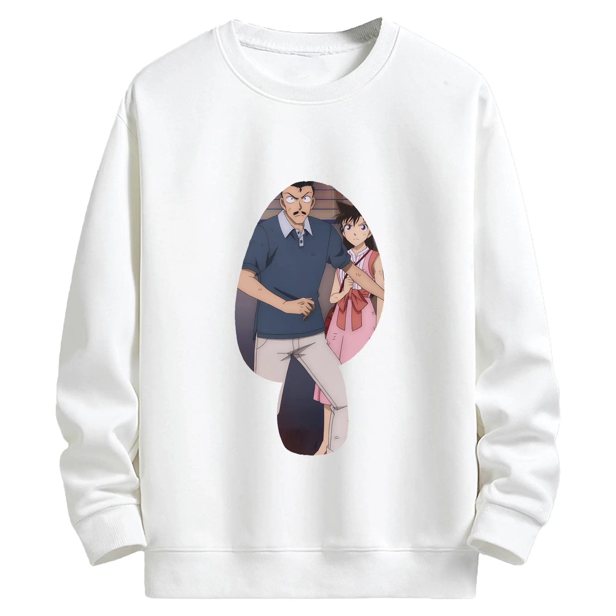 名探偵コナン グッズ 毛利 小五郎 - キッズ クルーネックスウェットシャツ ・ フロントプリント ・ 綿80％ ポリエステル20％ ・ 快適 通学 スポーツ 日常使い お散歩用