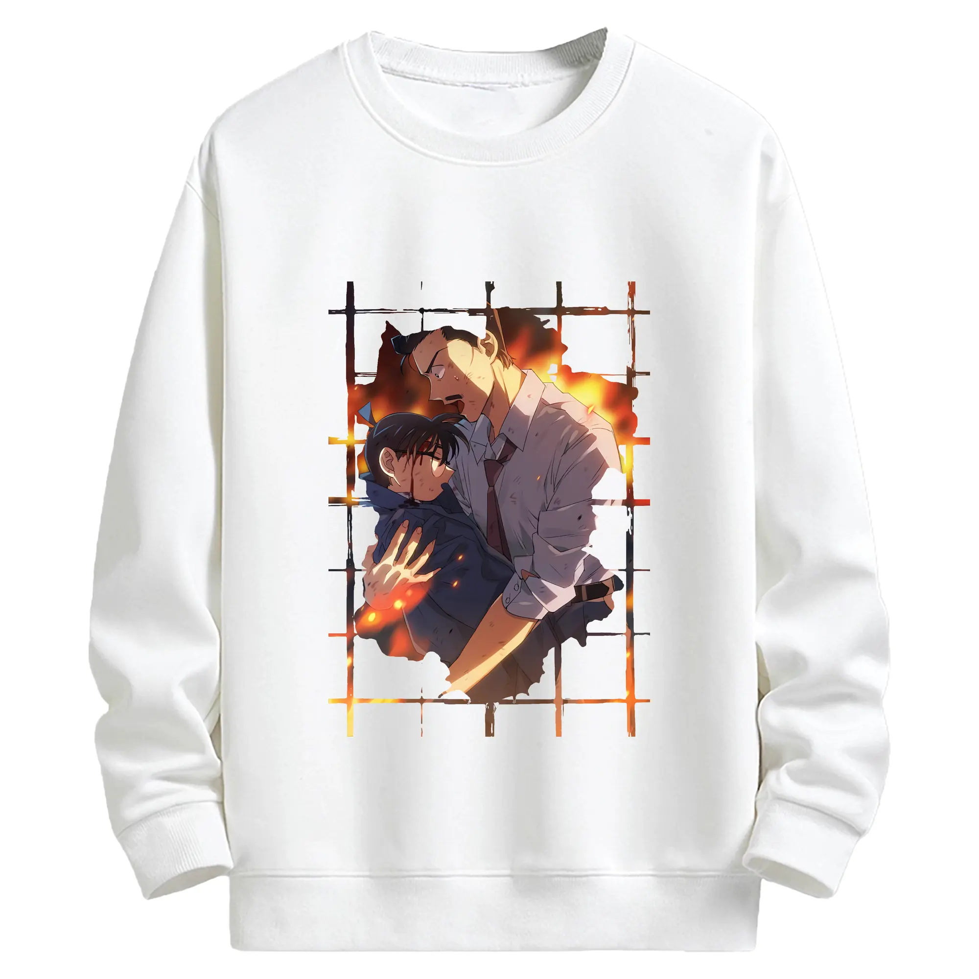 名探偵コナン グッズ 毛利 小五郎 - キッズ クルーネックスウェットシャツ ・ フロントプリント ・ 綿80％ ポリエステル20％ ・ 快適 通学 スポーツ 日常使い お散歩用