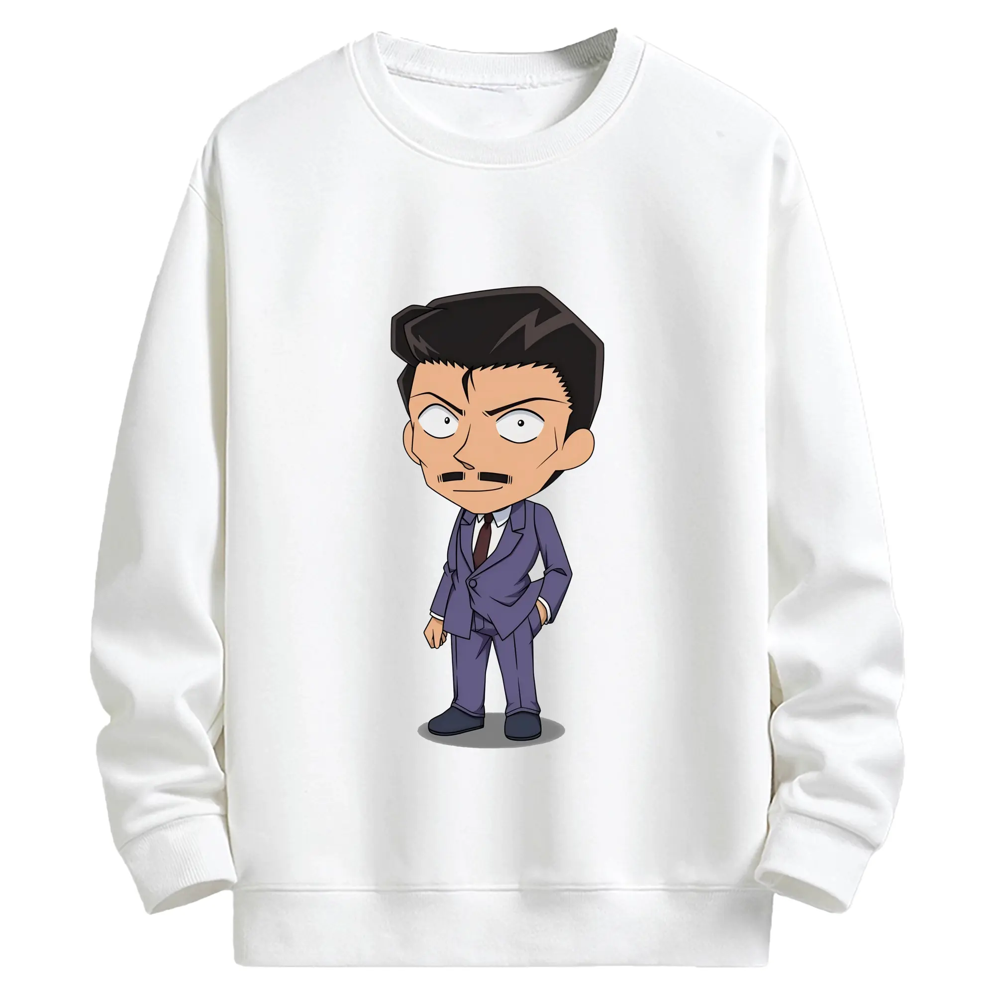 名探偵コナン グッズ 毛利 小五郎 - キッズ クルーネックスウェットシャツ ・ フロントプリント ・ 綿80％ ポリエステル20％ ・ 快適 通学 スポーツ 日常使い お散歩用