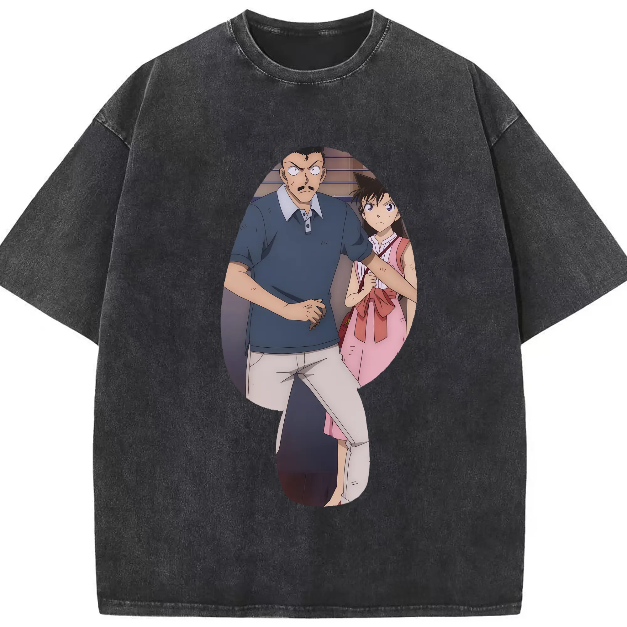 名探偵コナン グッズ 毛利 小五郎 - 綿100％ ヴィンテージ風 半袖Tシャツ ・ フロントプリント ・ 柔らか肌触り ・ 通気性 快適 ・ スポーツ カジュアル 外出用