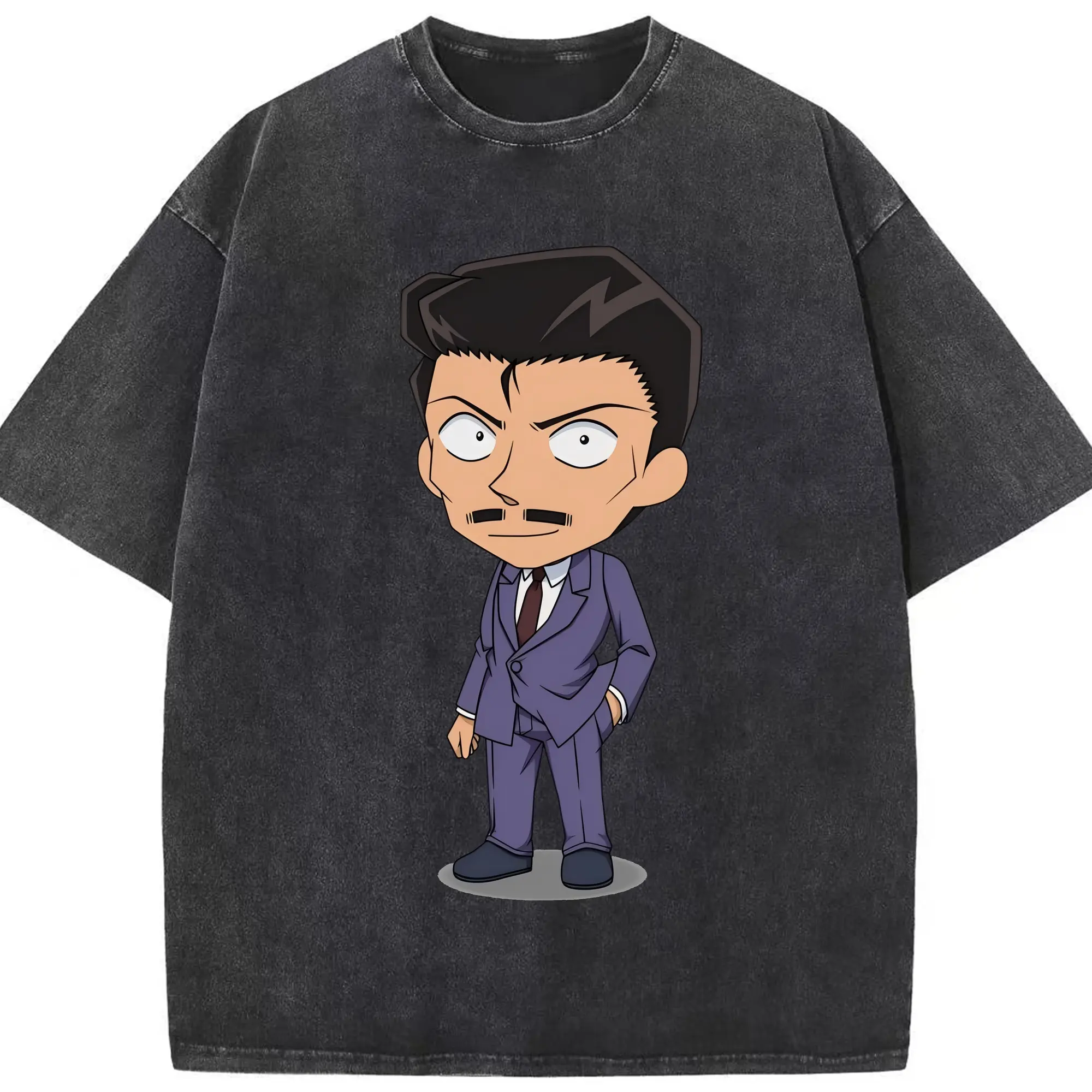 名探偵コナン グッズ 毛利 小五郎 - 綿100％ ヴィンテージ風 半袖Tシャツ ・ フロントプリント ・ 柔らか肌触り ・ 通気性 快適 ・ スポーツ カジュアル 外出用