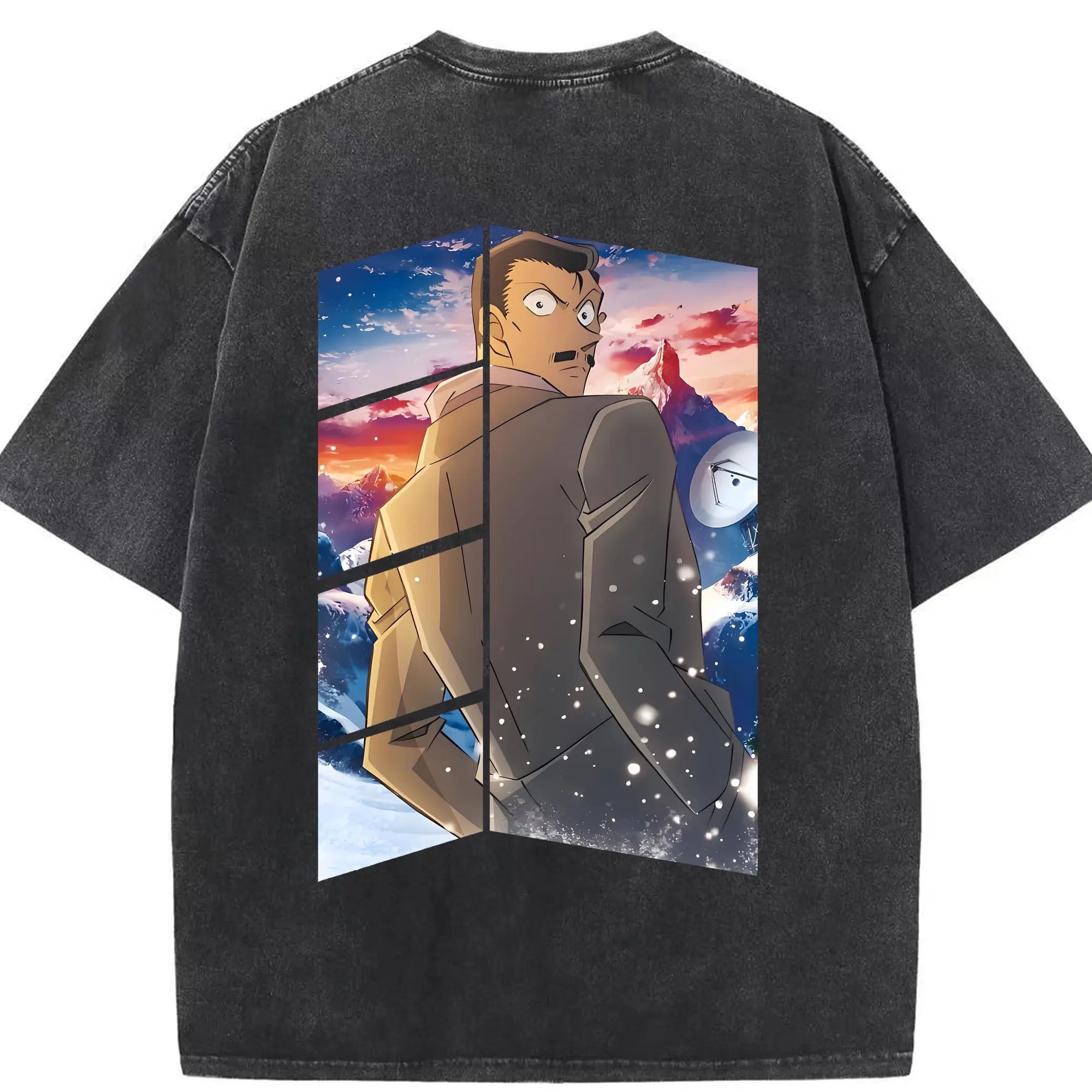 名探偵コナン グッズ 毛利 小五郎 - 綿100％ ヴィンテージ風 半袖Tシャツ ・ 背面プリント ・ 柔らか肌触り ・ 通気性 快適 ・ スポーツ カジュアル 外出用