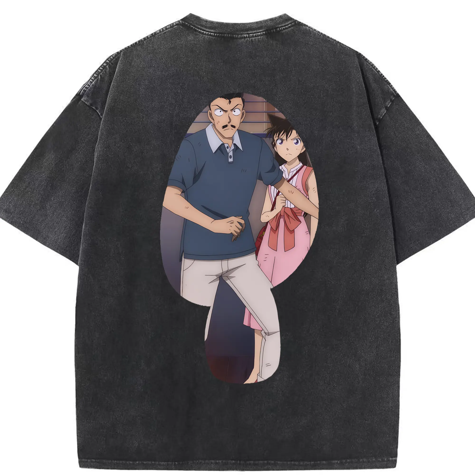 名探偵コナン グッズ 毛利 小五郎 - 綿100％ ヴィンテージ風 半袖Tシャツ ・ 背面プリント ・ 柔らか肌触り ・ 通気性 快適 ・ スポーツ カジュアル 外出用