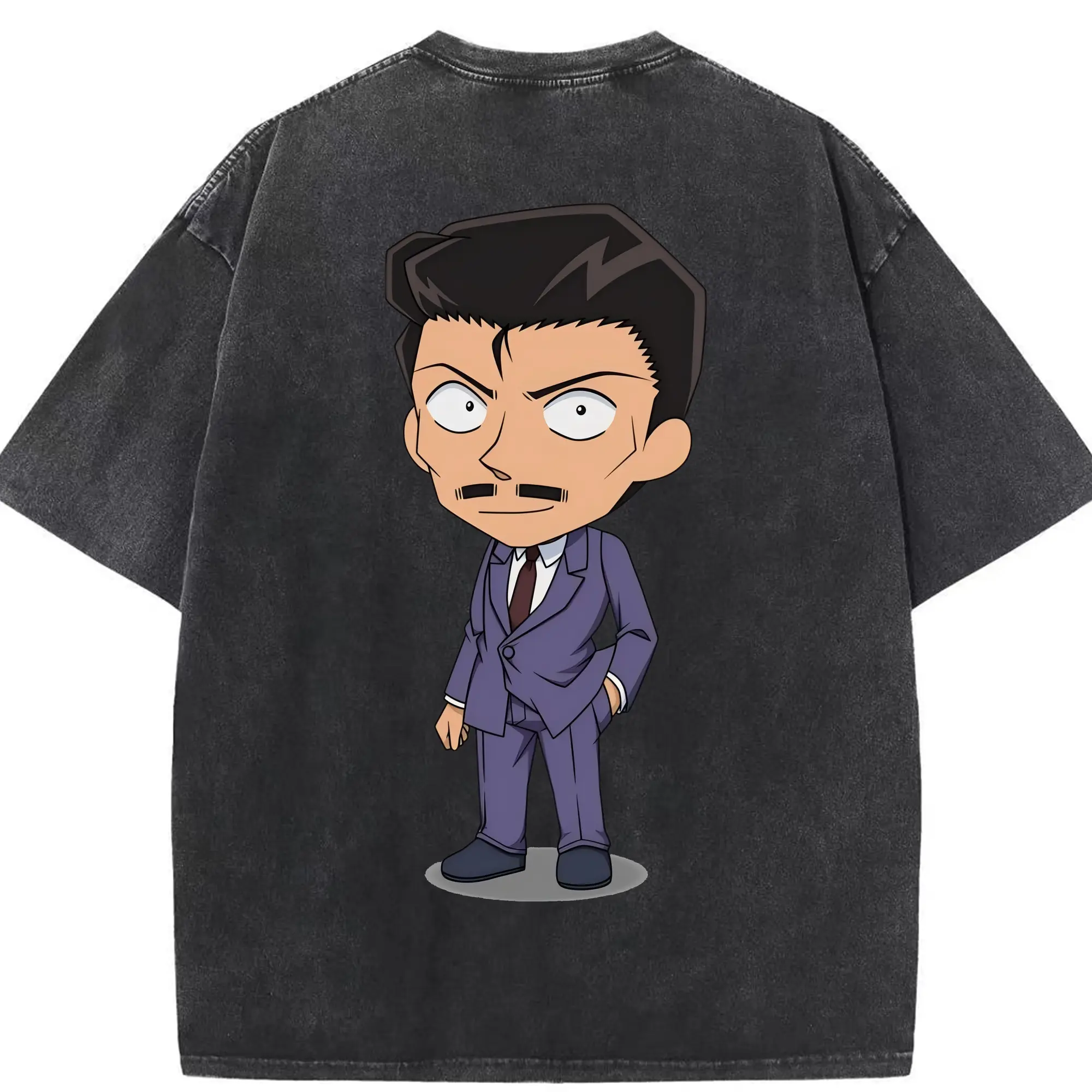 名探偵コナン グッズ 毛利 小五郎 - 綿100％ ヴィンテージ風 半袖Tシャツ ・ 背面プリント ・ 柔らか肌触り ・ 通気性 快適 ・ スポーツ カジュアル 外出用