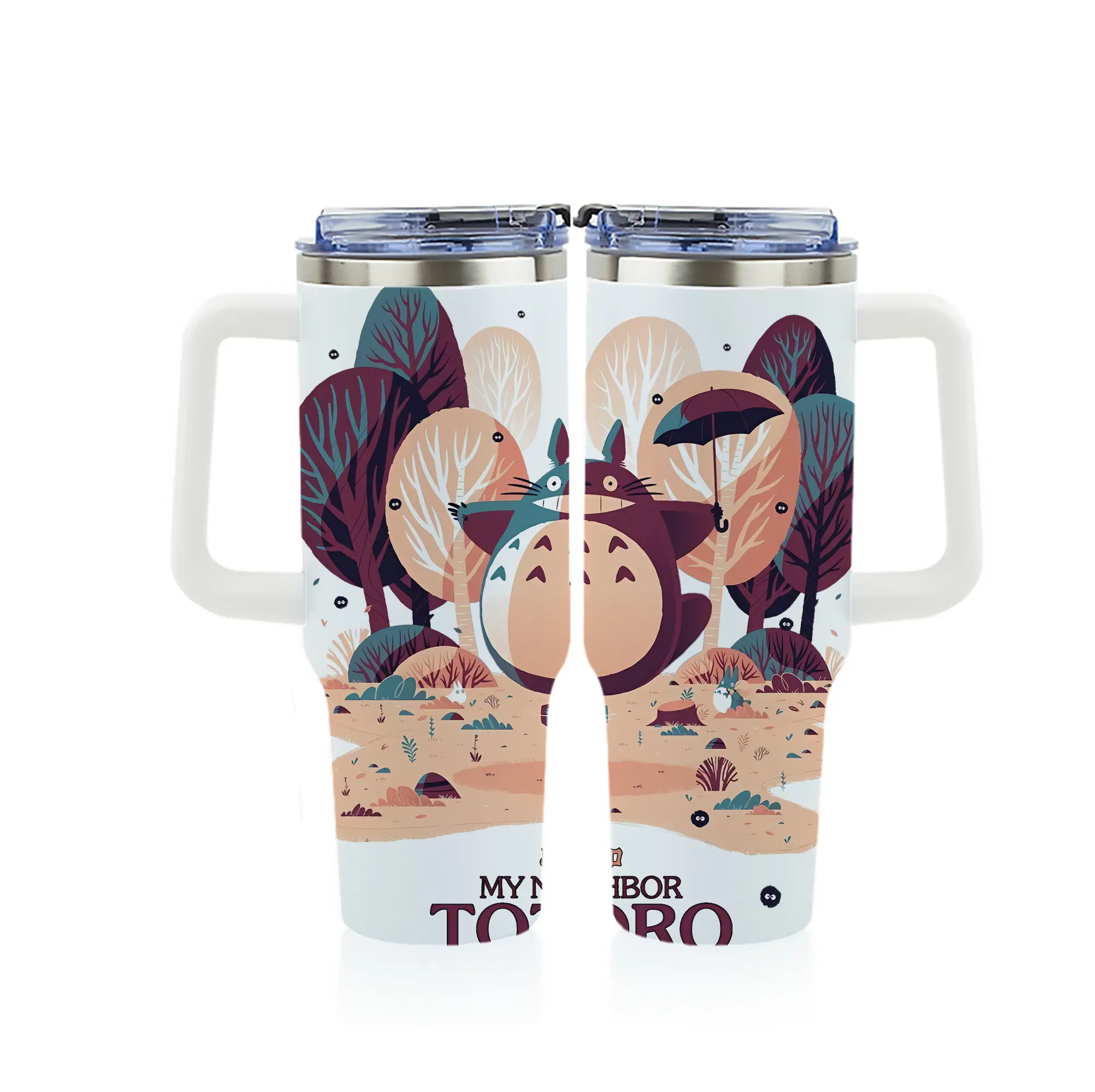 となりのトトロ グッズ トトロ - 1200mL フルプリント車用タンブラー ・ 304ステンレス 内側 ・ 201ステンレス 外側 ・ 保温 保冷 ・ 通勤 ドライブ アウトドア用